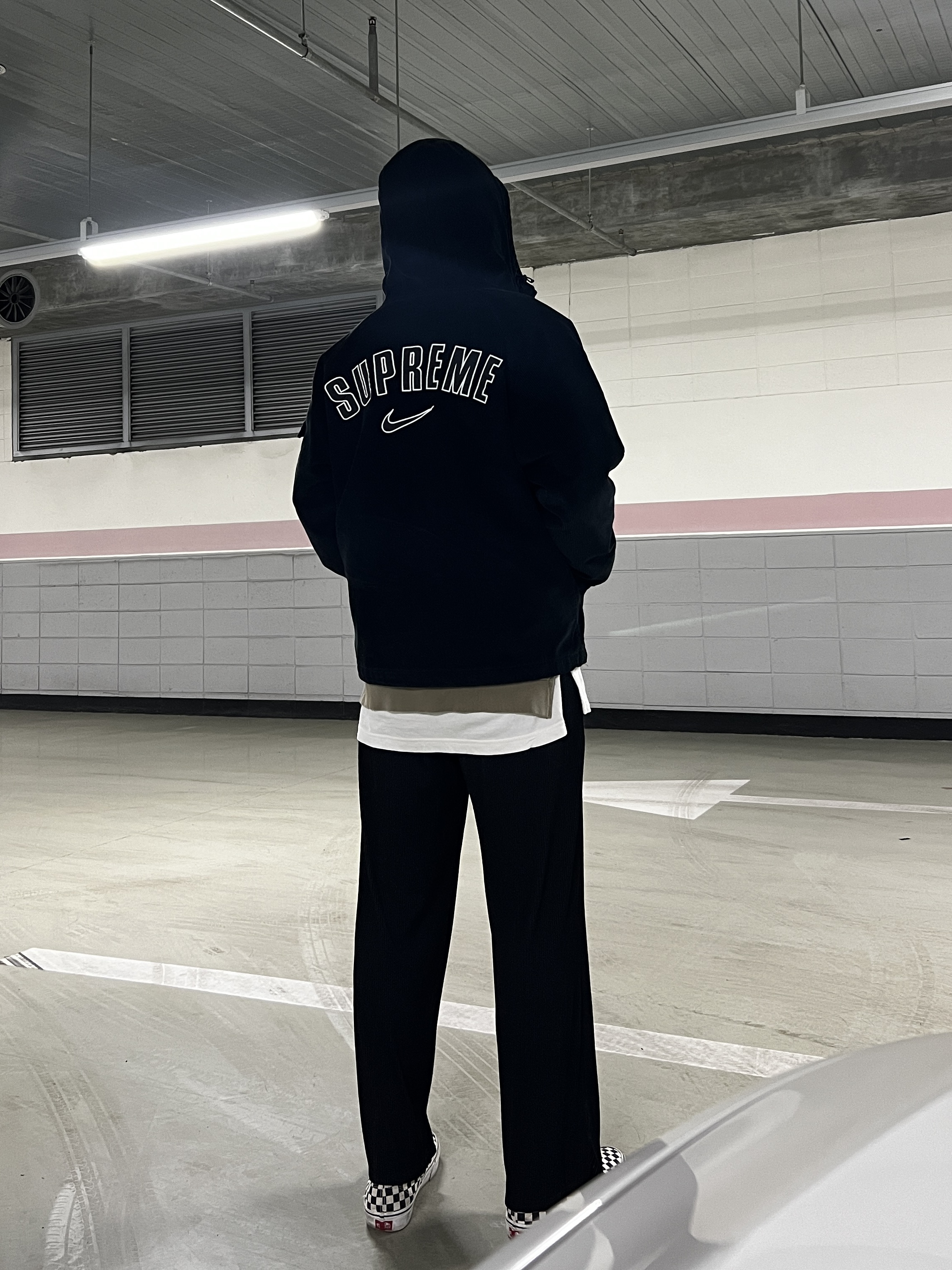 Supreme x Nike Arc Corduroy Hooded Jacket Black - 22SS 착용 스타일