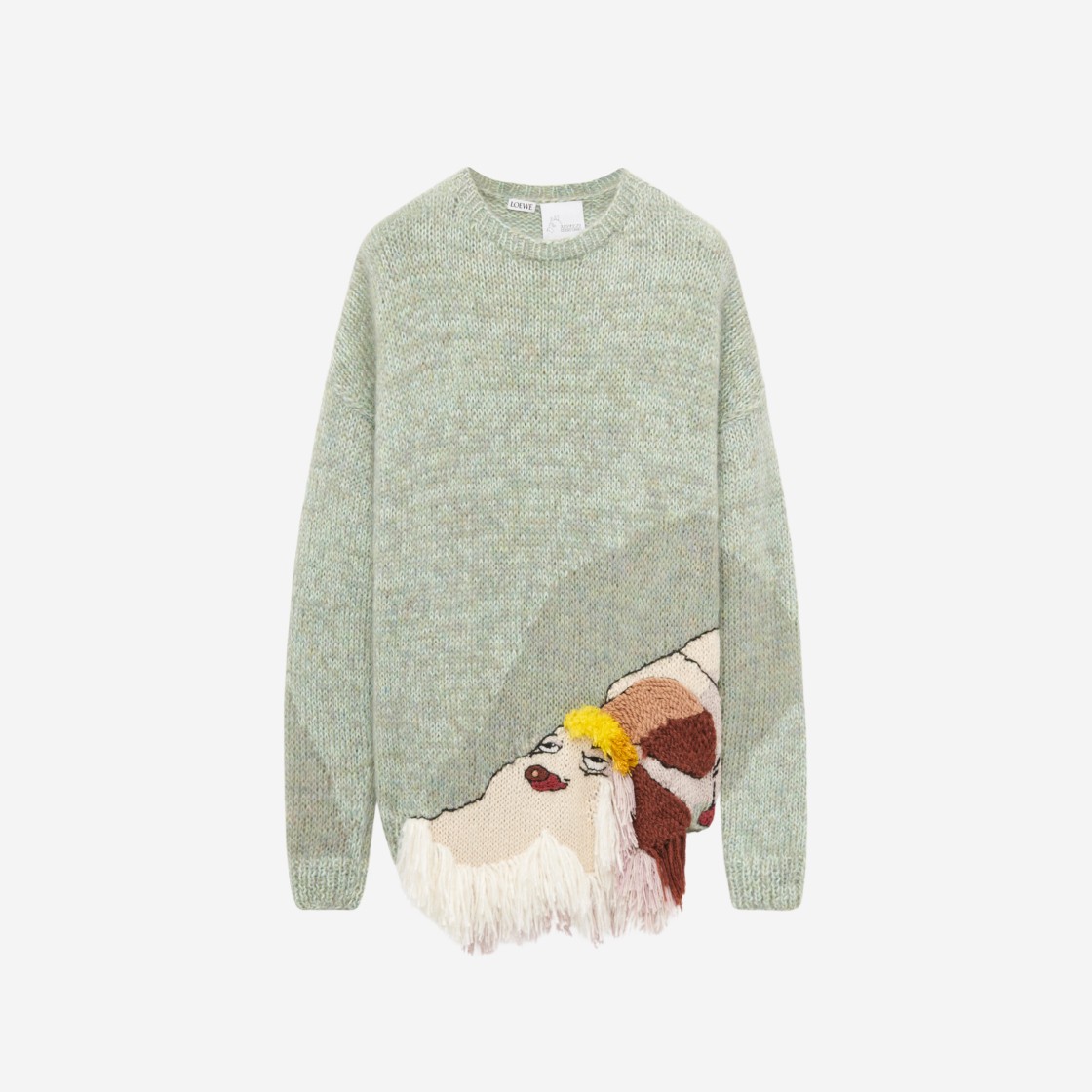 Loewe x Howl's Moving Castle Heen Embroidered Sweater in Wool Aniseed Green 상세 이미지 1