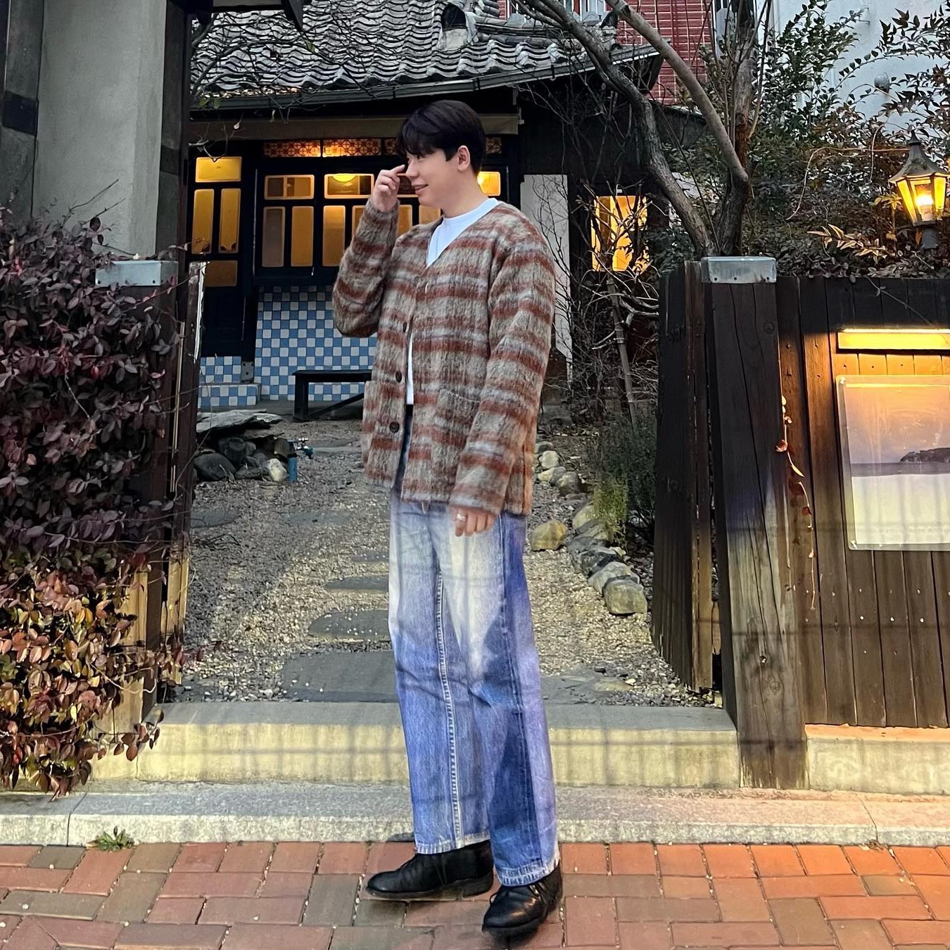 Our Legacy Cardigan Mohair Ament Check 착용 스타일