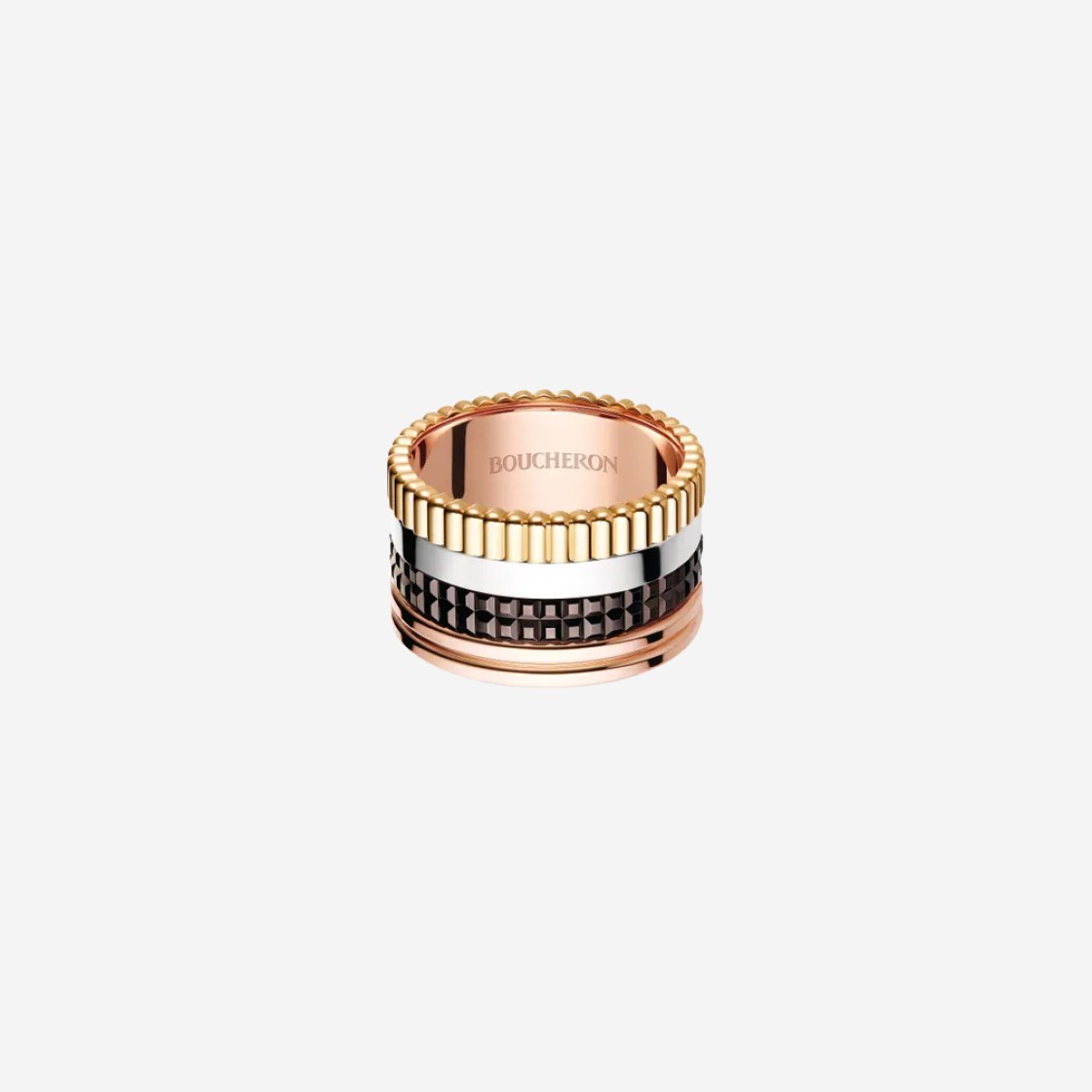 Boucheron Quatre Classique Ring Large 18K Yellow White Pink Gold Brown 상세 이미지 1