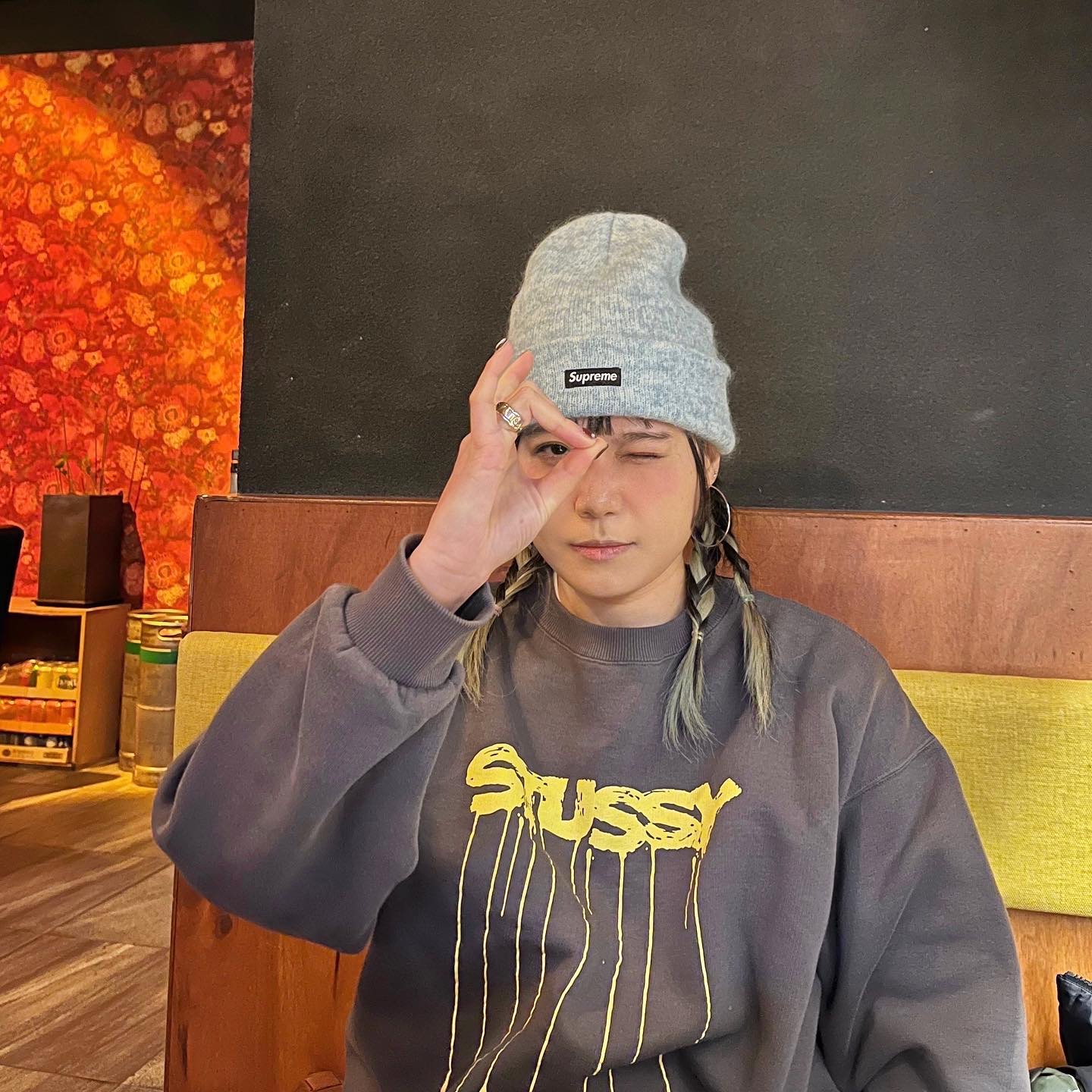 Supreme Mohair Beanie Grey - 20FW 착용 스타일