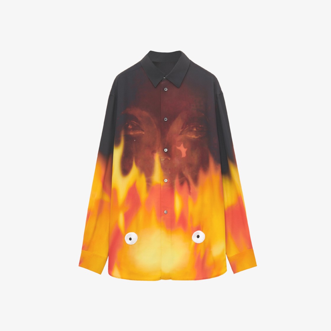 Loewe x Howl's Moving Castle Calcifer Shirt in Viscose Orange Multitone 상세 이미지 1