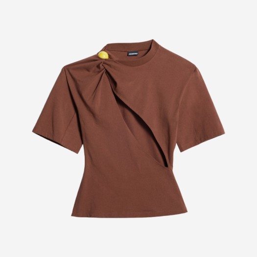(W) 자크뮈스 르 슬래쉬드 티셔츠 페롤라 브라운