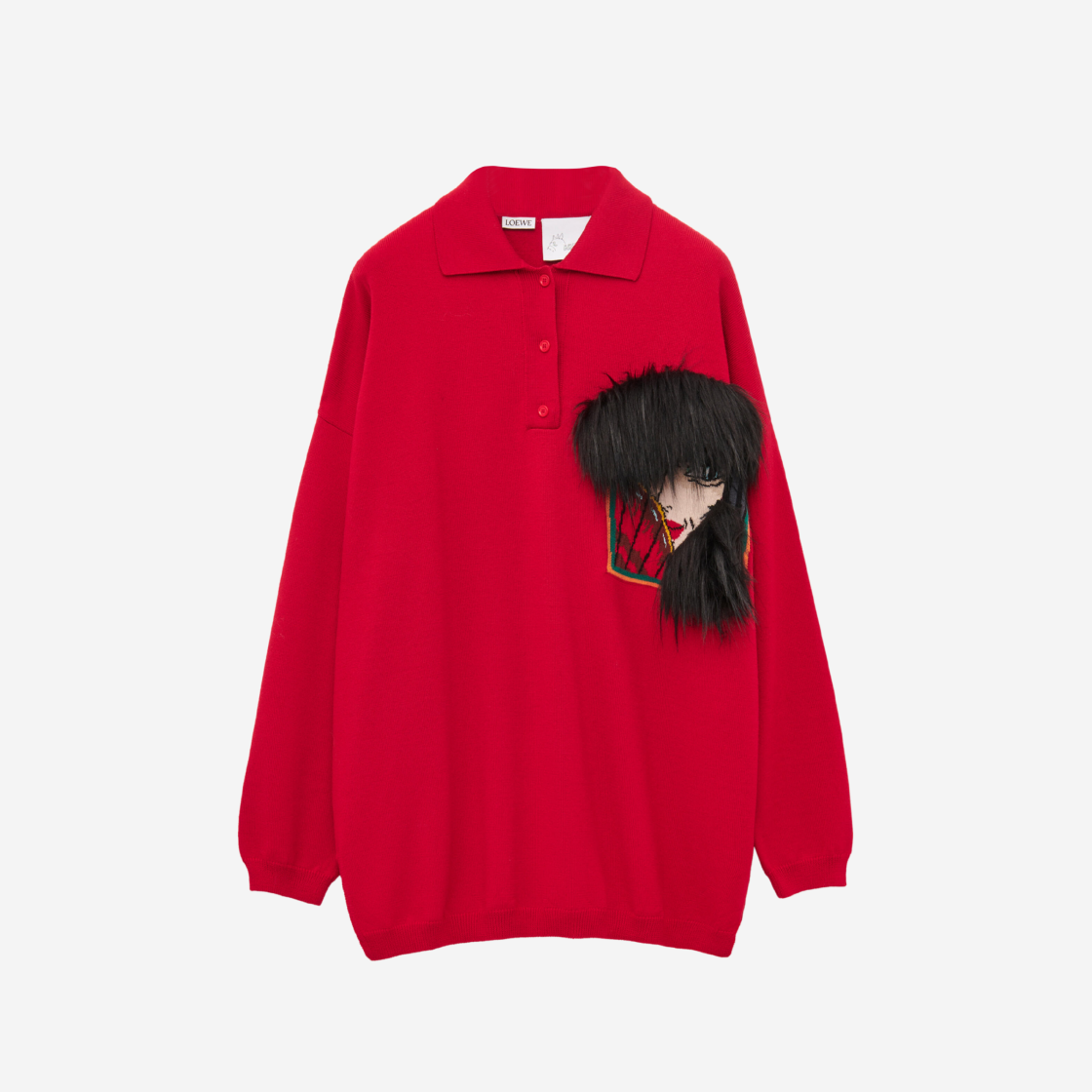 Loewe x Howl's Moving Castle Witch of the Waste Polo Sweater in Wool Red 상세 이미지 1