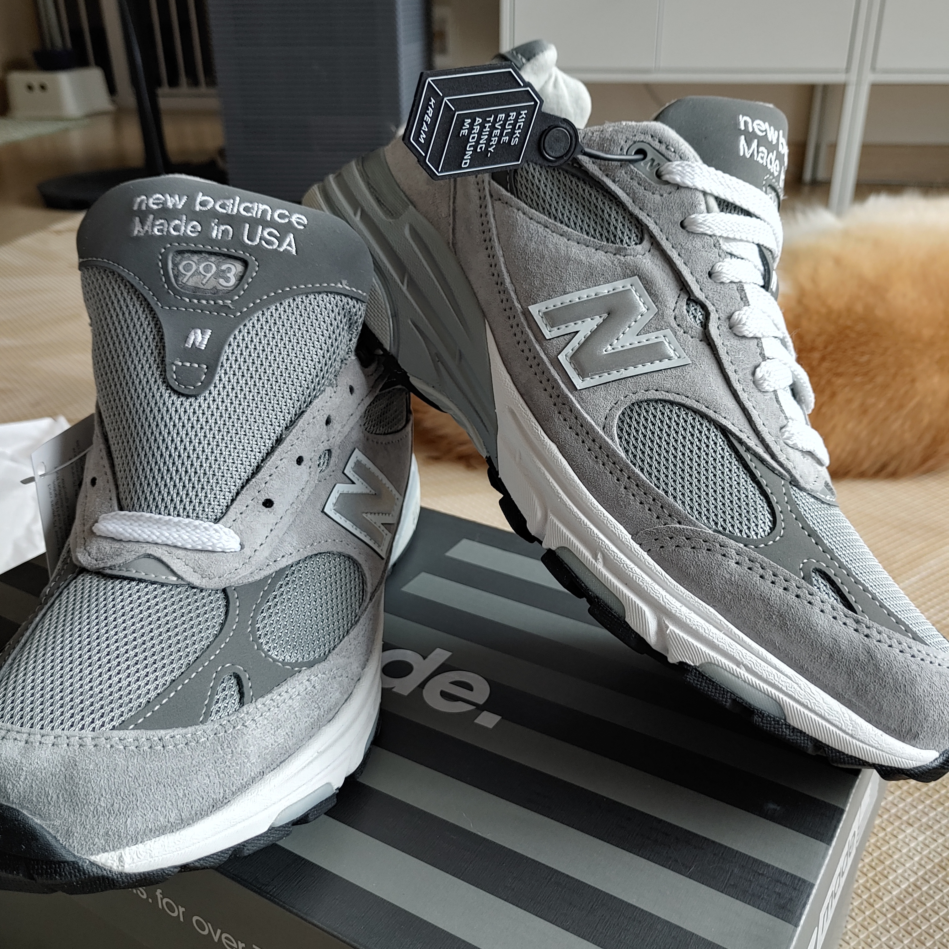 New Balance 993 Made in USA Grey - D Standard 착용 스타일 - 1