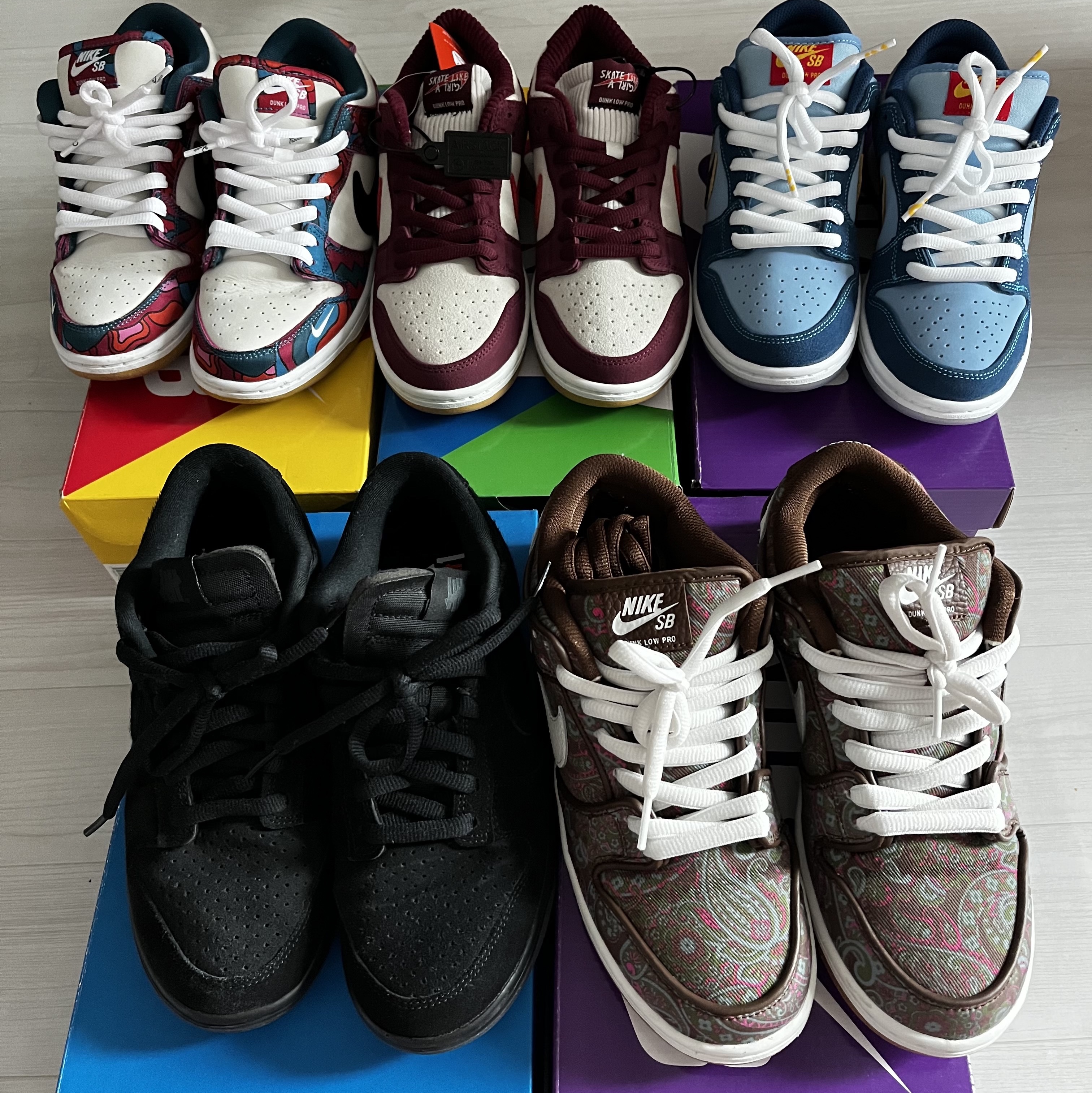 Nike x Parra SB Dunk Low Pro Abstract Art, Nike x Why So Sad? SB Dunk Low Pro Coastal Blue 착용 스타일