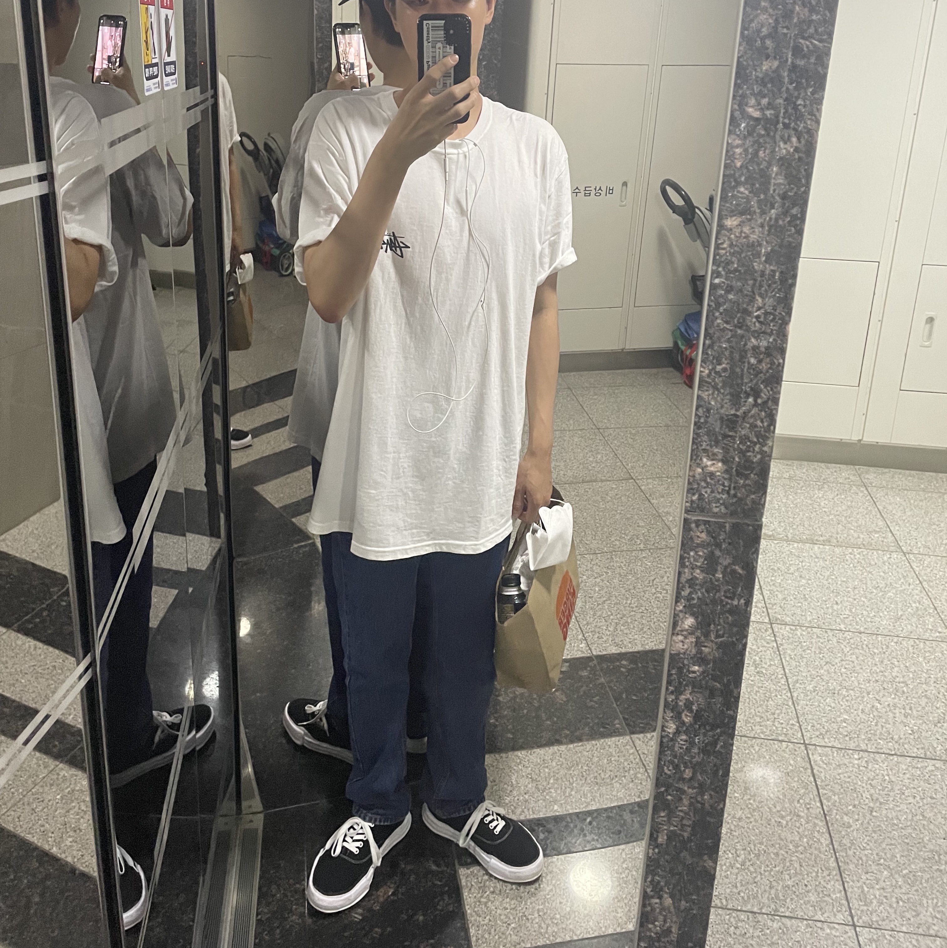 Stussy x Our Legacy x Denim Tears Stockholm T-Shirt White 착용 스타일