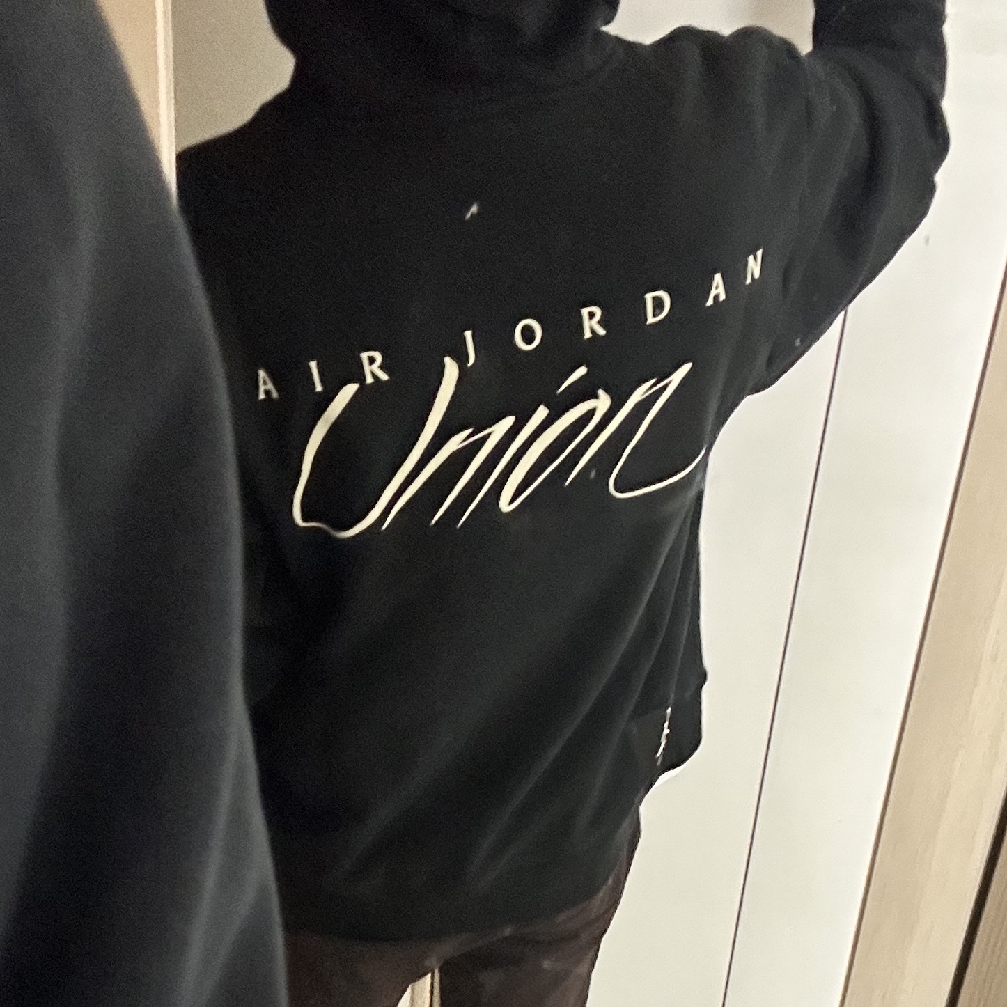Jordan x Union Fleece Hoodie Black - Asia 착용 스타일 - 1
