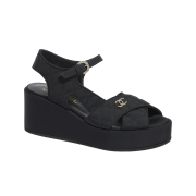 (W) Chanel Sandals Grosgrain & Black