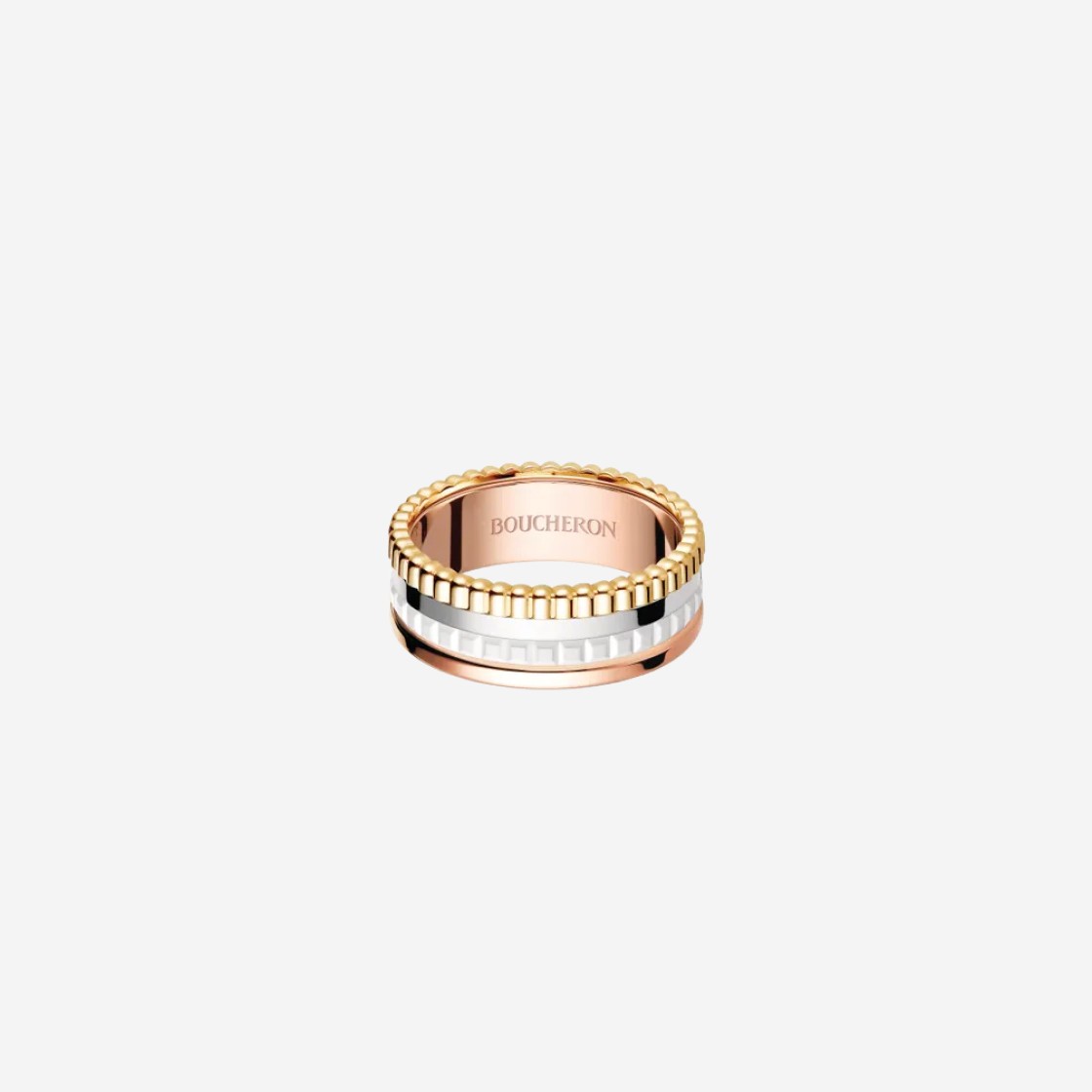 Boucheron Quatre White Edition Ring Small 18K Yellow White Pink Gold White Ceramic 상세 이미지 1