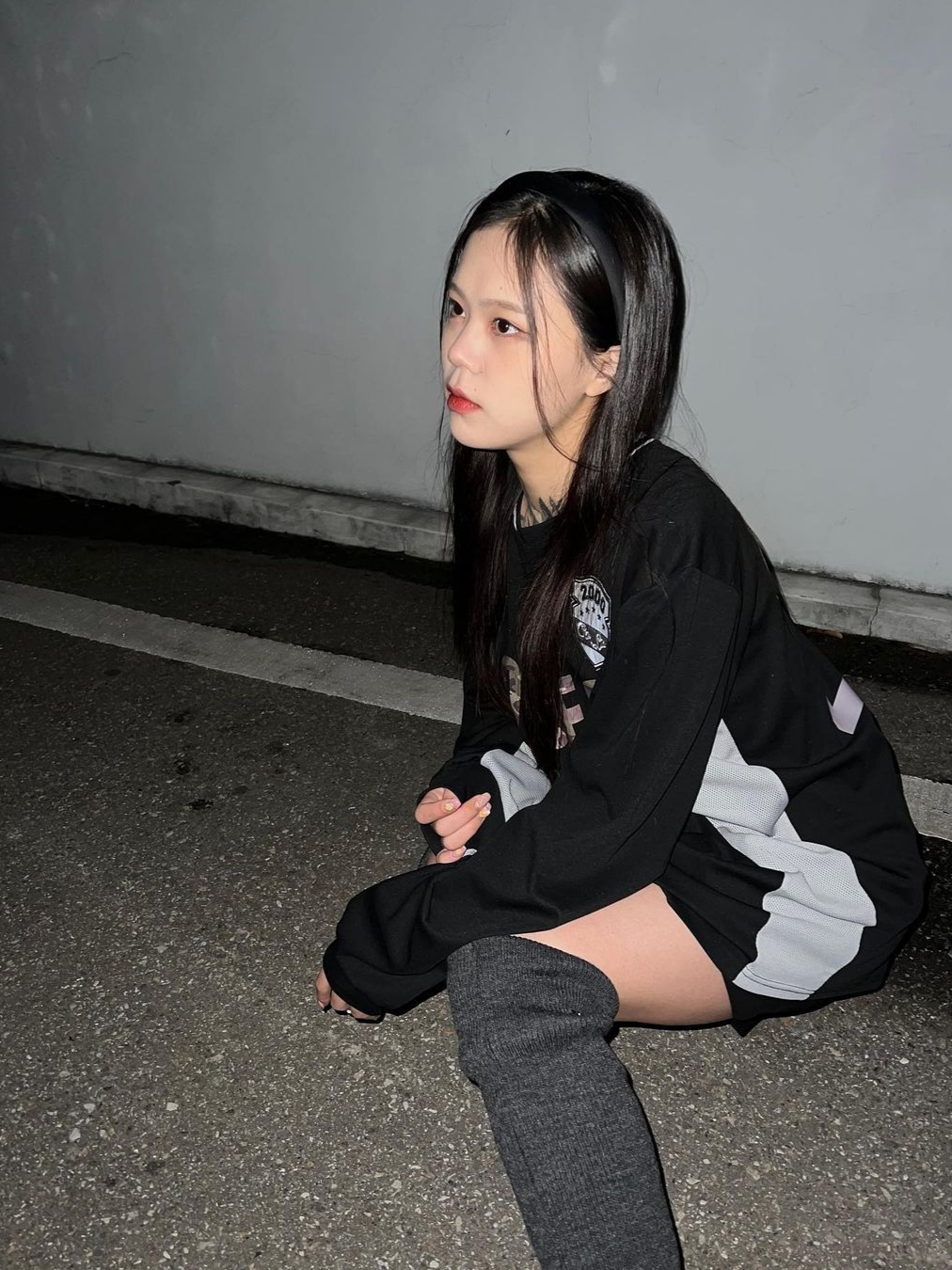 2000Archives Oversized Sporty T-Shirt Black Camo 착용 스타일