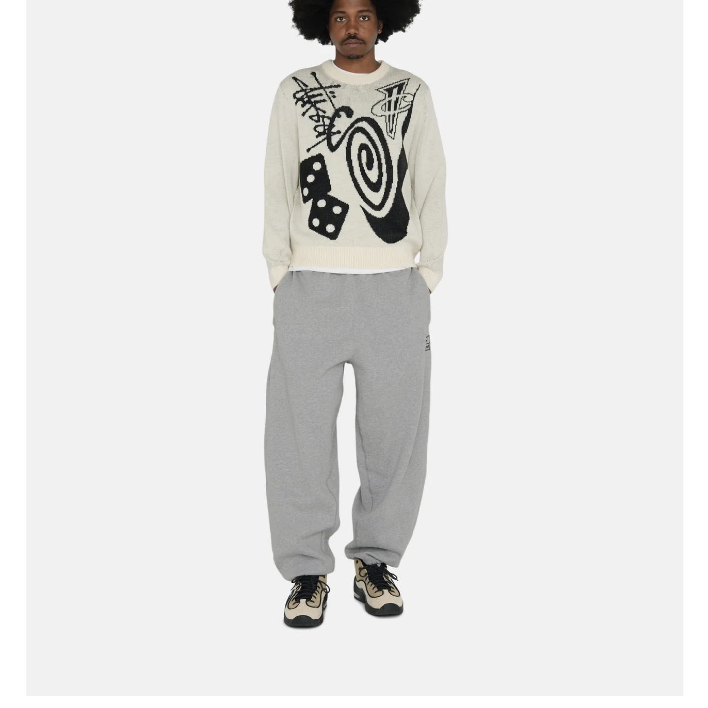 Nike x Stussy NRG Fleece Pants Dark Grey Heather (DO9340-063) 착용 스타일