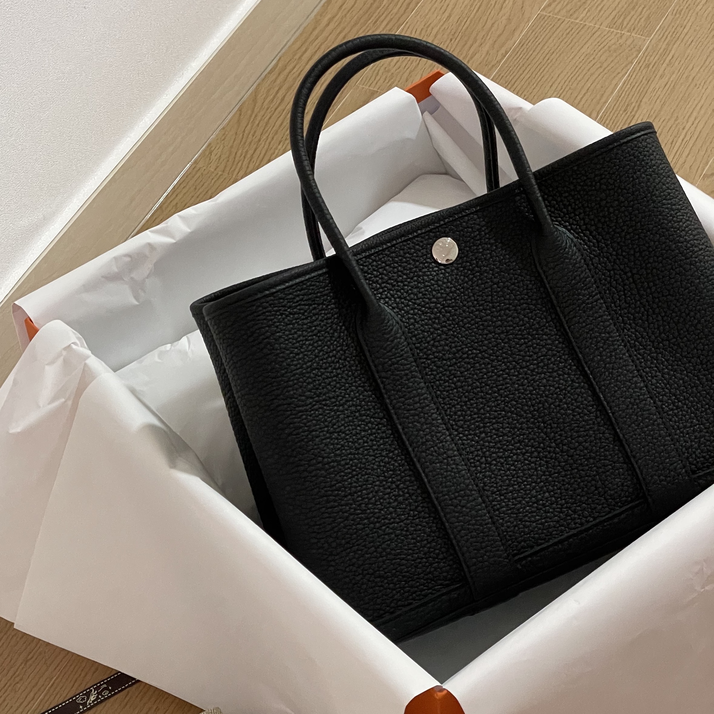 Hermes Garden Party 30 Bag Negonda & Palladium Noir 착용 스타일