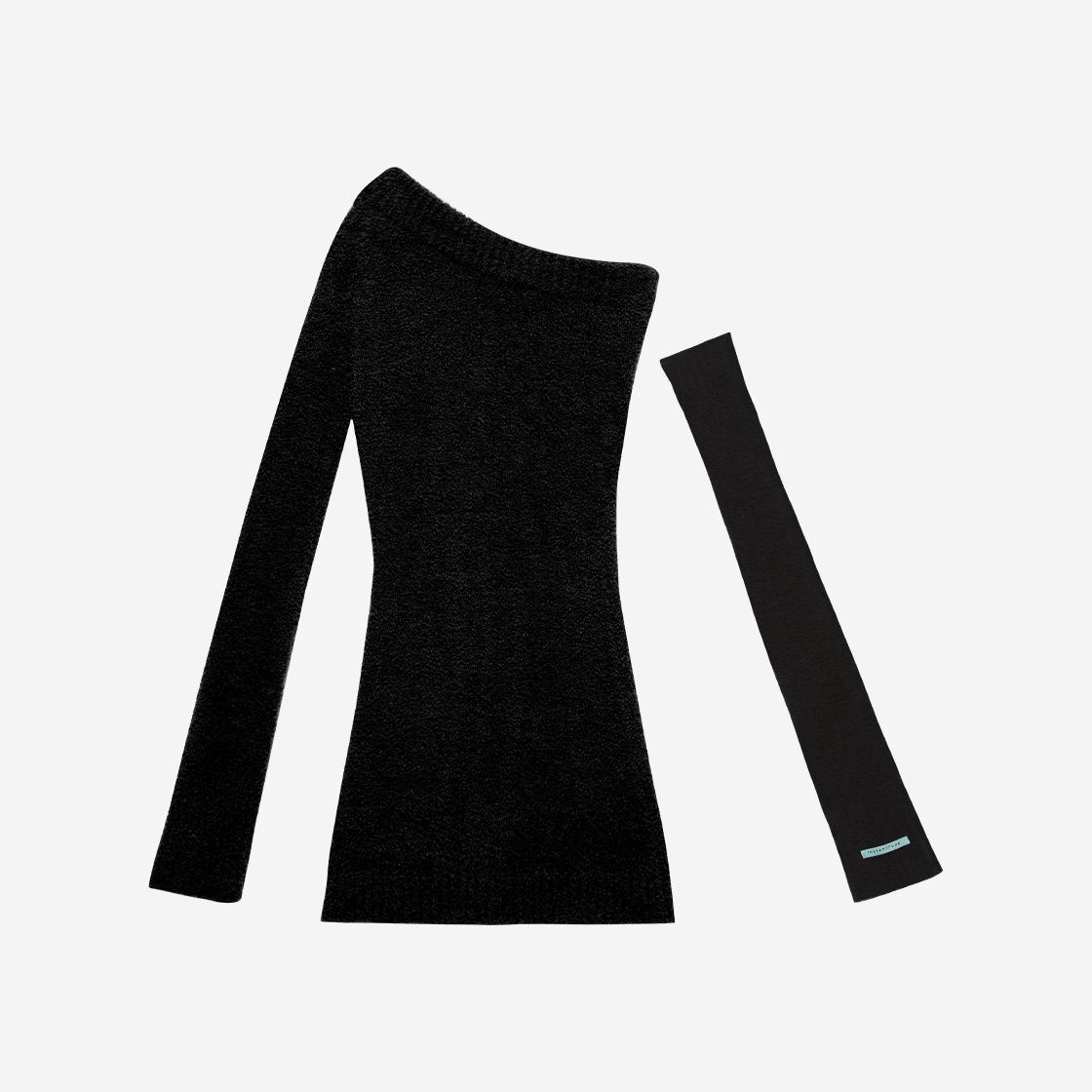 인스턴트펑크 우먼 원 숄더 니트 미니 드레스 블랙