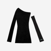 Instantfunk Women One Shoulder Knited Mini Dress Black