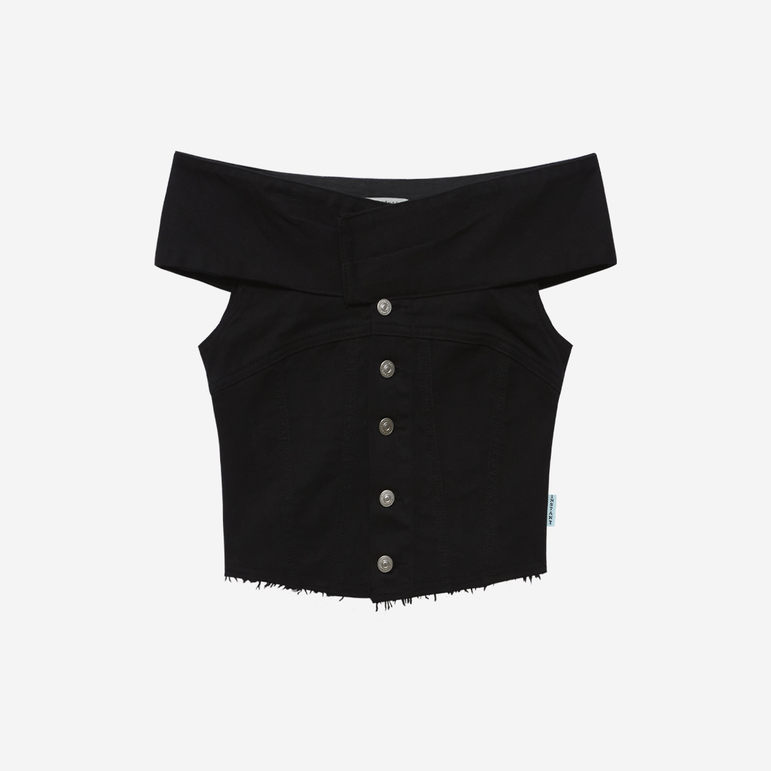 인스턴트펑크 우먼 오프숄더 데님 블라우스 블랙