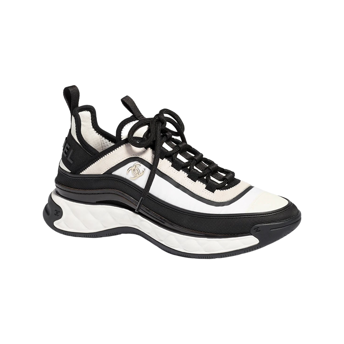 (W) 샤넬 믹스드 파이버 스니커즈 패브릭 스웨이드 카프스킨 & 화이트 블랙((W) Chanel Mixed Fibers Sneakers Fabric Suede Calfskin & White Black)