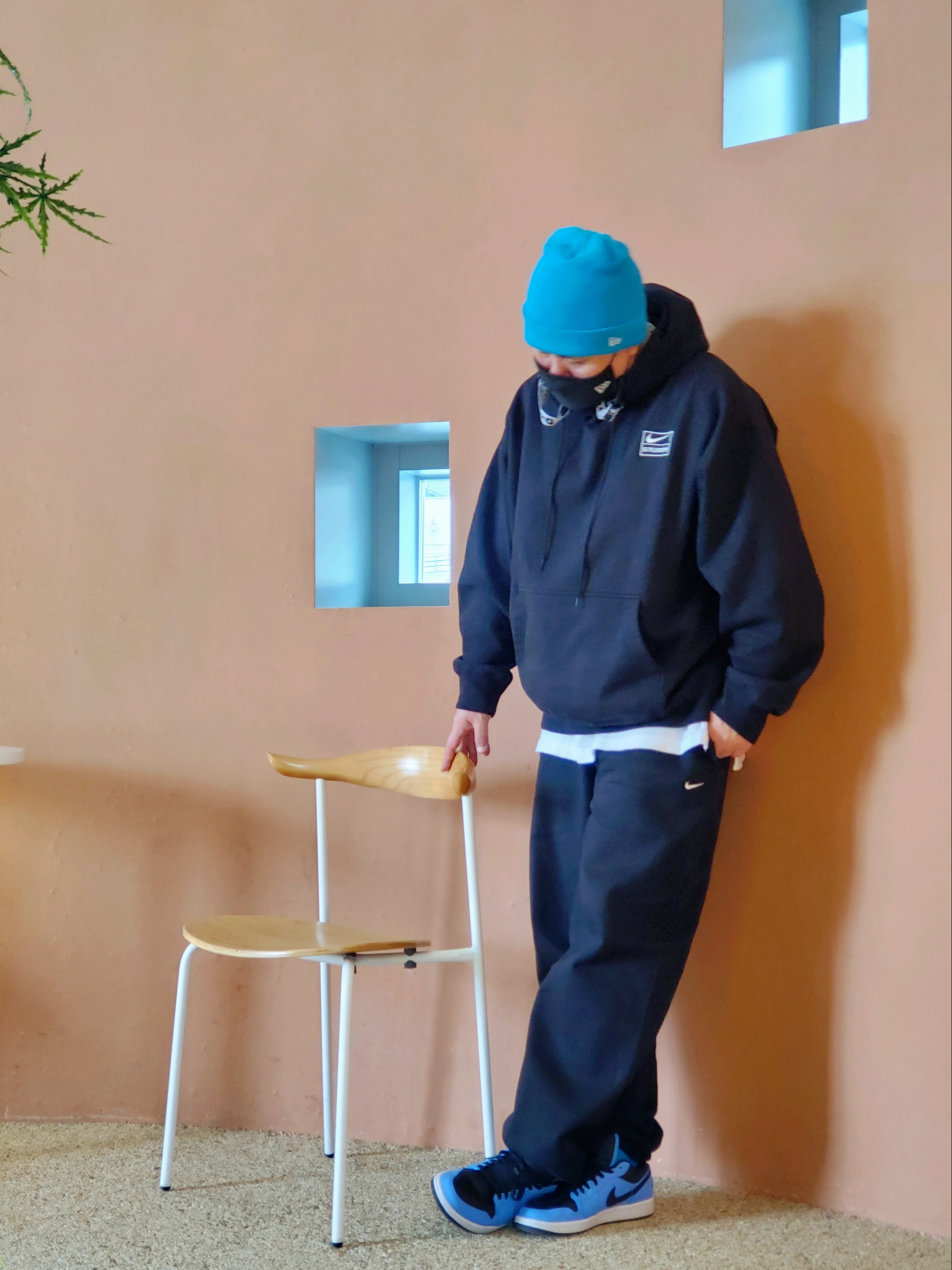 Nike x Stussy NRG RA Washed Pullover Hoodie Black (DN4028-010), (W) Nike NRG Solo Swoosh Fleece Pants Black White - US/EU 착용 스타일 - 1