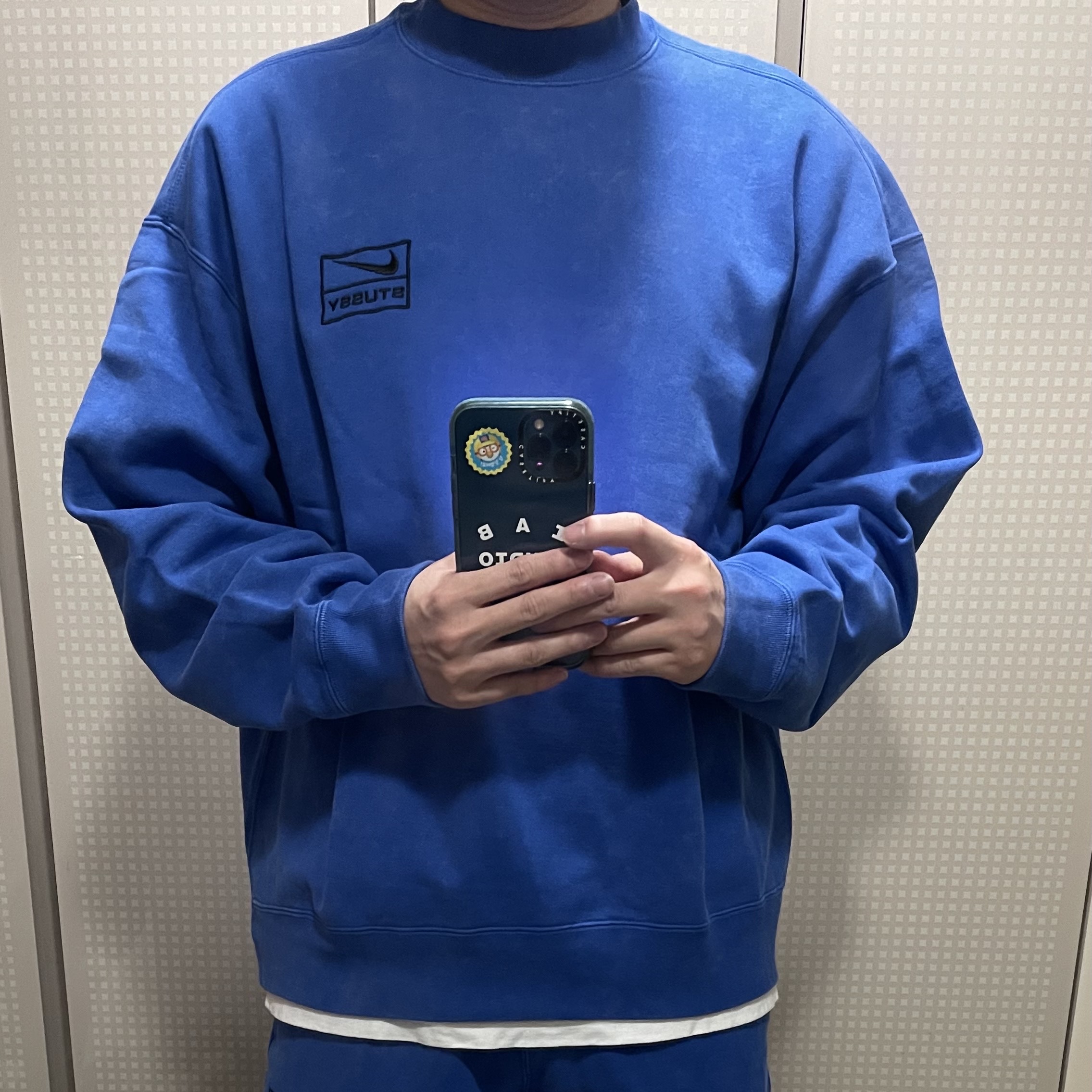 Nike x Stussy NRG Acid Washed Crewneck Game Royal (DR4024-480), Nike x Stussy NRG Acid Washed Fleece Pants Game Royal (DR4025-480) 착용 스타일 - 1