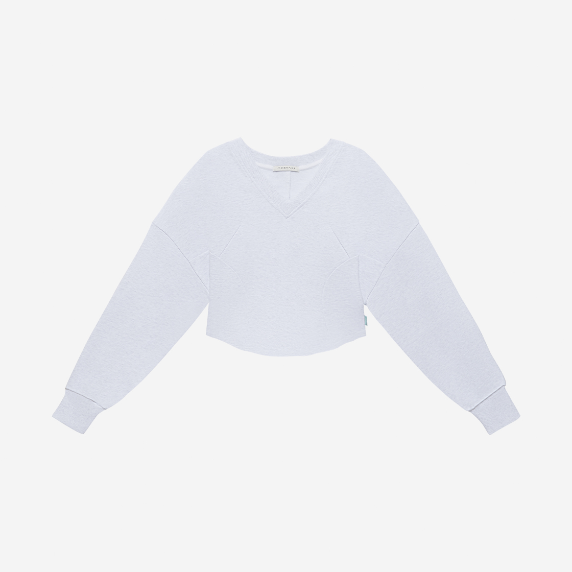 인스턴트펑크 우먼 브이넥 슬림 라인 스웨트셔츠 멜란지 화이트