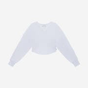 Instantfunk Women V-Neck Slim Line Sweatshirt Melange White