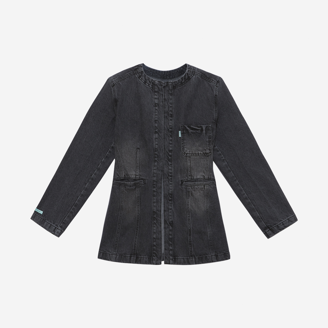 인스턴트펑크 우먼 오버사이즈 숄더 칼라리스 데님 자켓 블랙