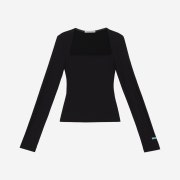 Instantfunk Women Square Neck Long Sleeved T-Shirt Black