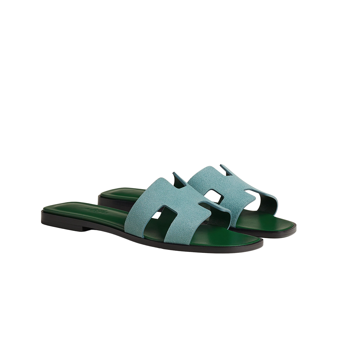 (W) 에르메스 오란 샌들 스웨이드 고트스킨 & 베르 도으((W) Hermes Oran Sandal Suede Goatskin & Vert Deau) - 2