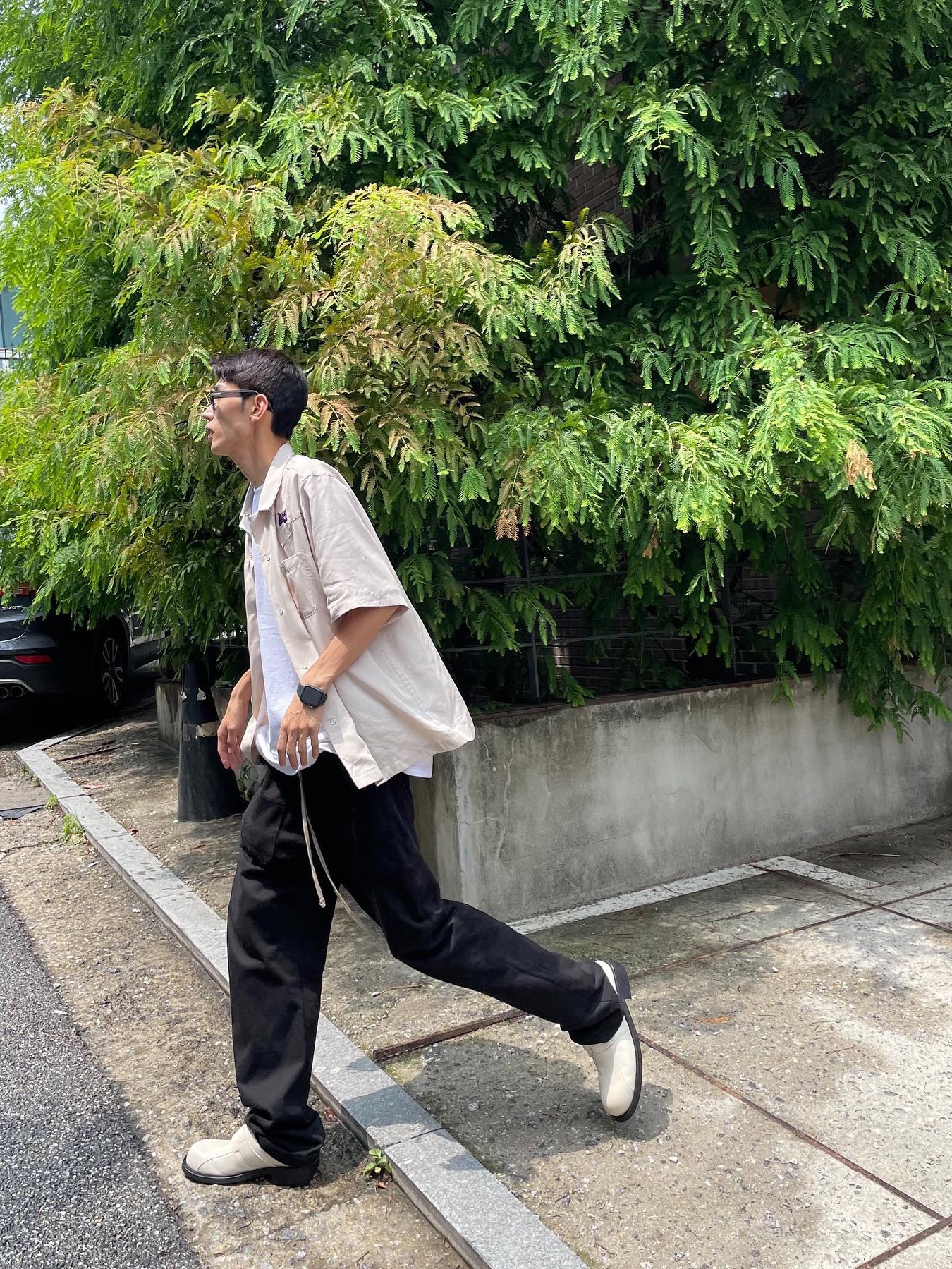 Needles S/S Cowboy One-Up Shirt Beige, Needles S/S Cowboy One-Up Shirt Brown 착용 스타일