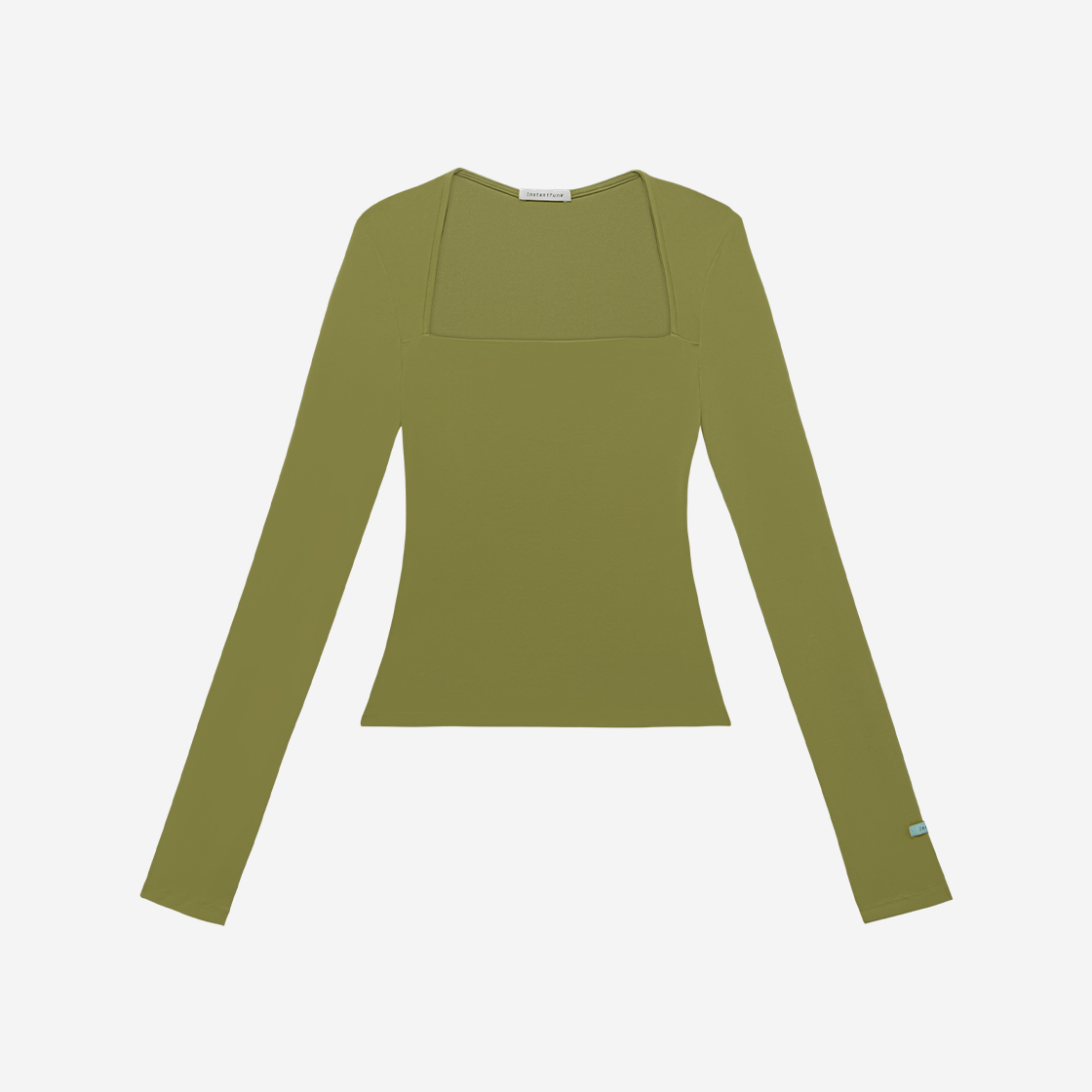 인스턴트펑크 우먼 스퀘어넥 롱슬리브 티셔츠 올리브그린