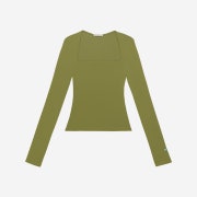 Instantfunk Women Square Neck Long Sleeved T-Shirt Olive Green
