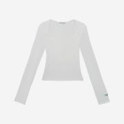 Instantfunk Women Square Neck Long Sleeved T-Shirt White