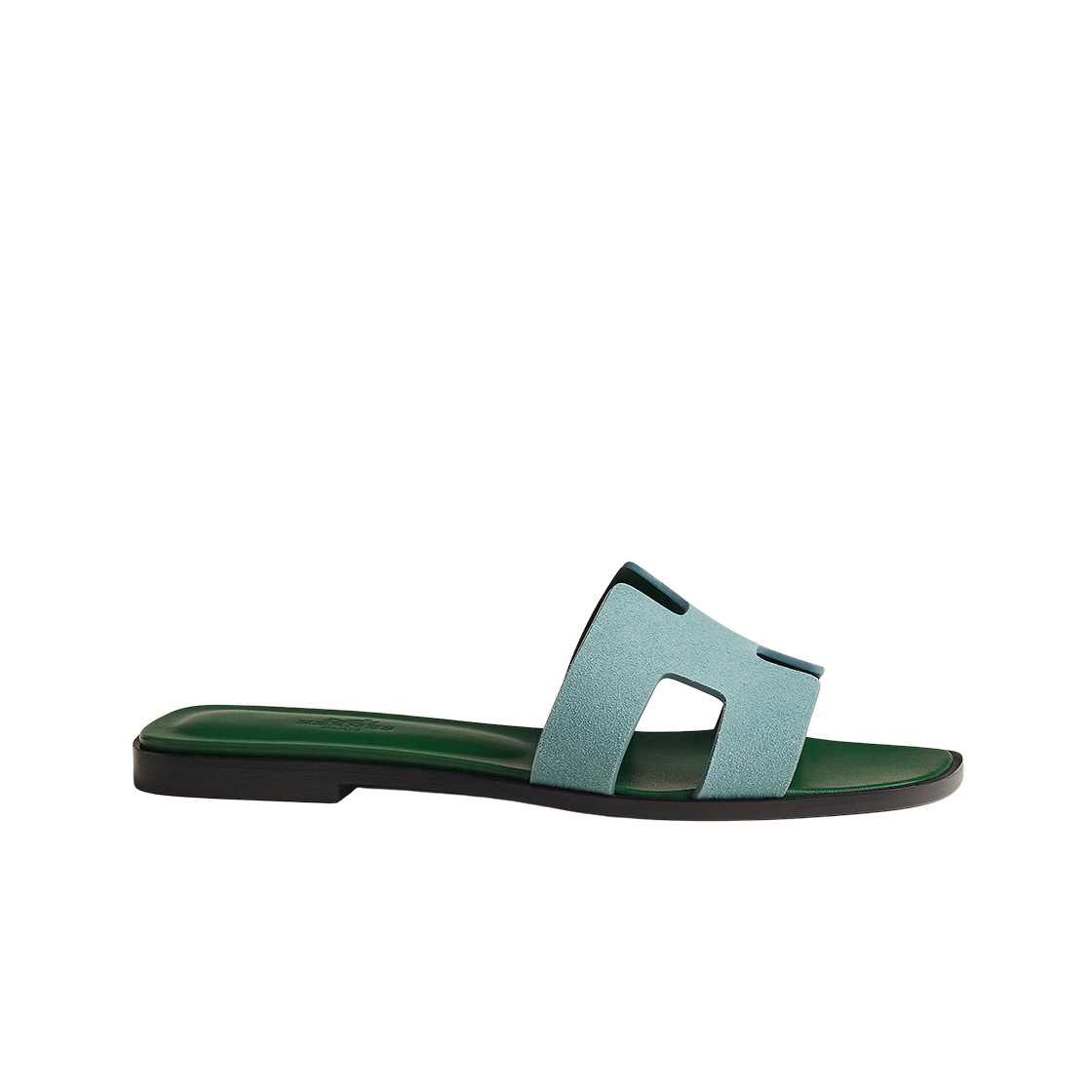 (W) 에르메스 오란 샌들 스웨이드 고트스킨 & 베르 도으((W) Hermes Oran Sandal Suede Goatskin & Vert Deau) - 1