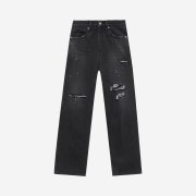 Instantfunk Women Destroyed Straight Leg Denim Jeans Black