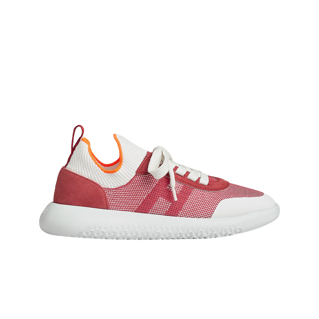 (W) 에르메스 크루 스니커즈 H 니트 스웨이드 고트스킨 & 멀티꼴로르 로즈((W) Hermes Crew Sneakers H Knit Suede Goatskin & Multicolore Rose) - 1