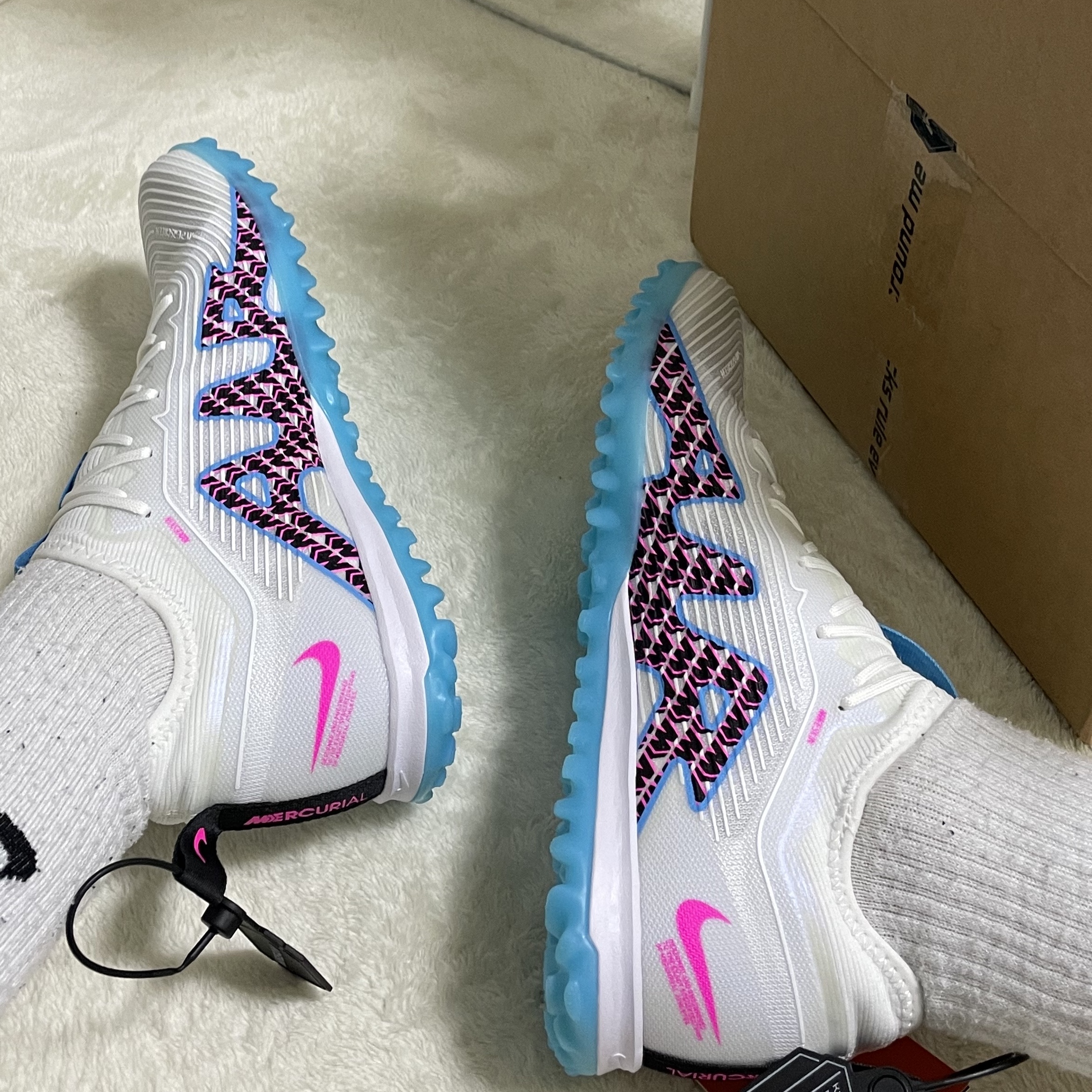 Nike Zoom Mercurial Vapor 15 Pro TF White Baltic Blue 착용 스타일
