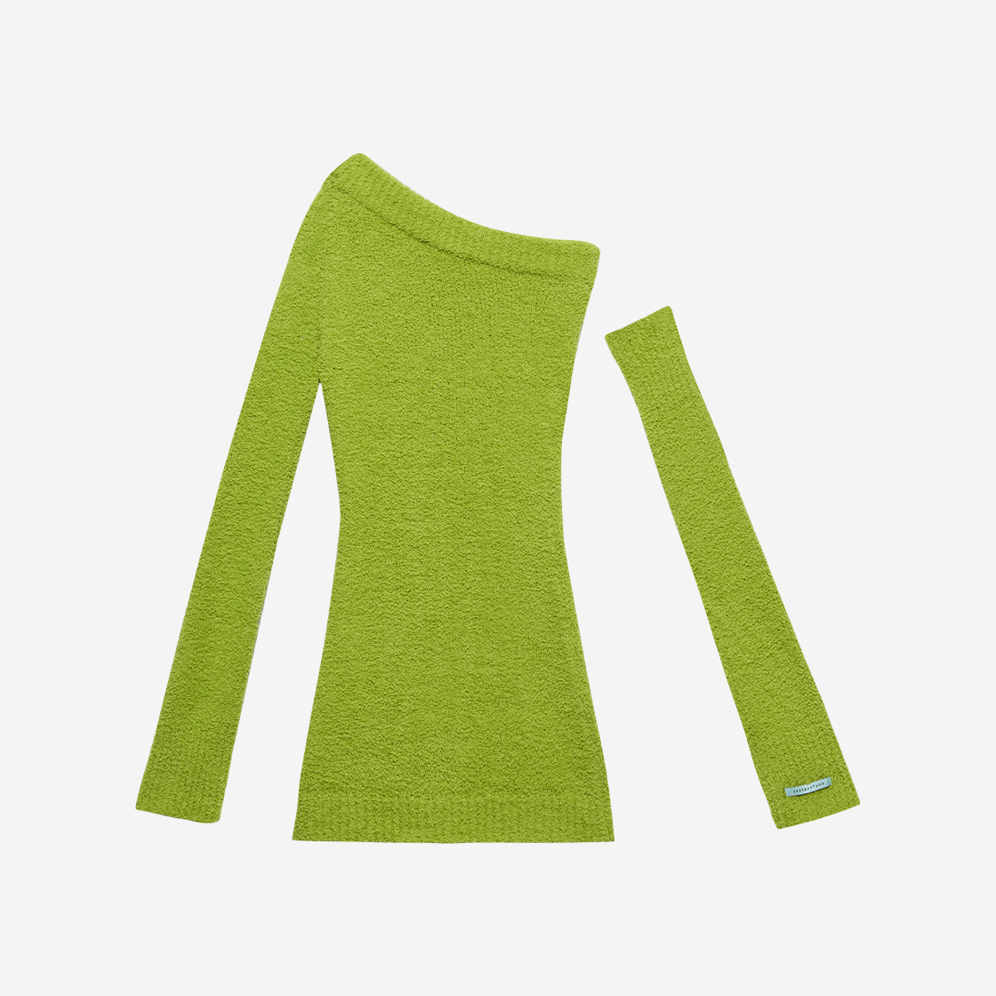 인스턴트펑크 우먼 원 숄더 니트 미니 드레스 그린