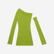 Instantfunk Women One Shoulder Knited Mini Dress Green