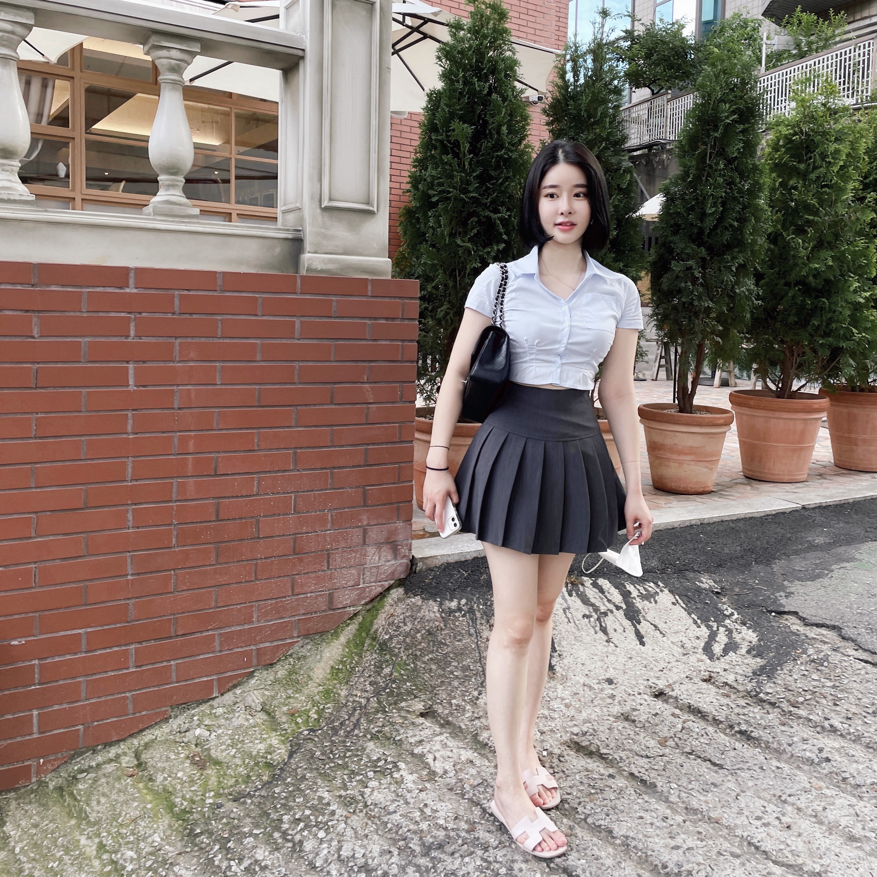 (W) Hermes Oran Sandal Calfskin & Rose Petale 착용 스타일