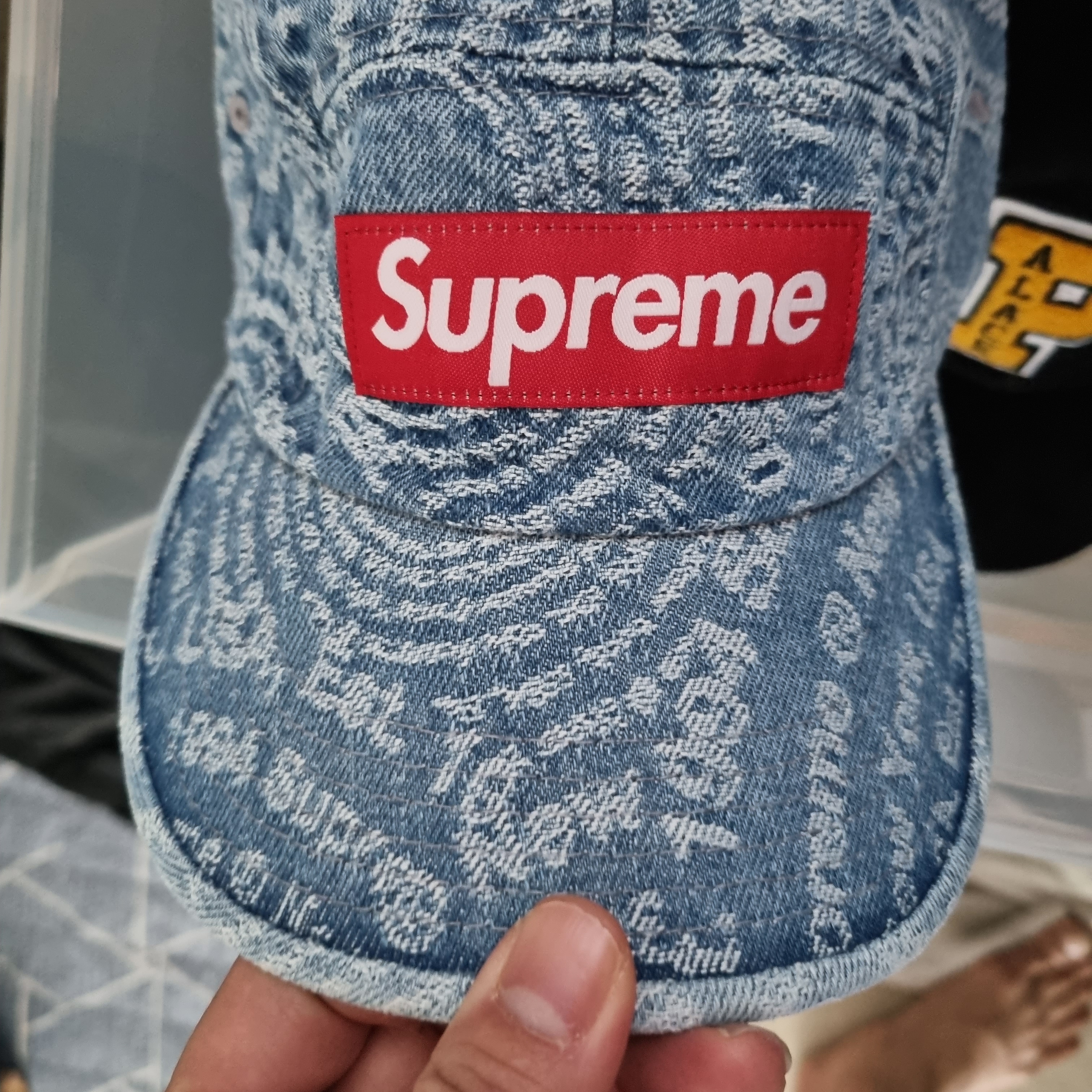 Supreme Circles Jacquard Denim Camp Cap Blue - 21FW 착용 스타일