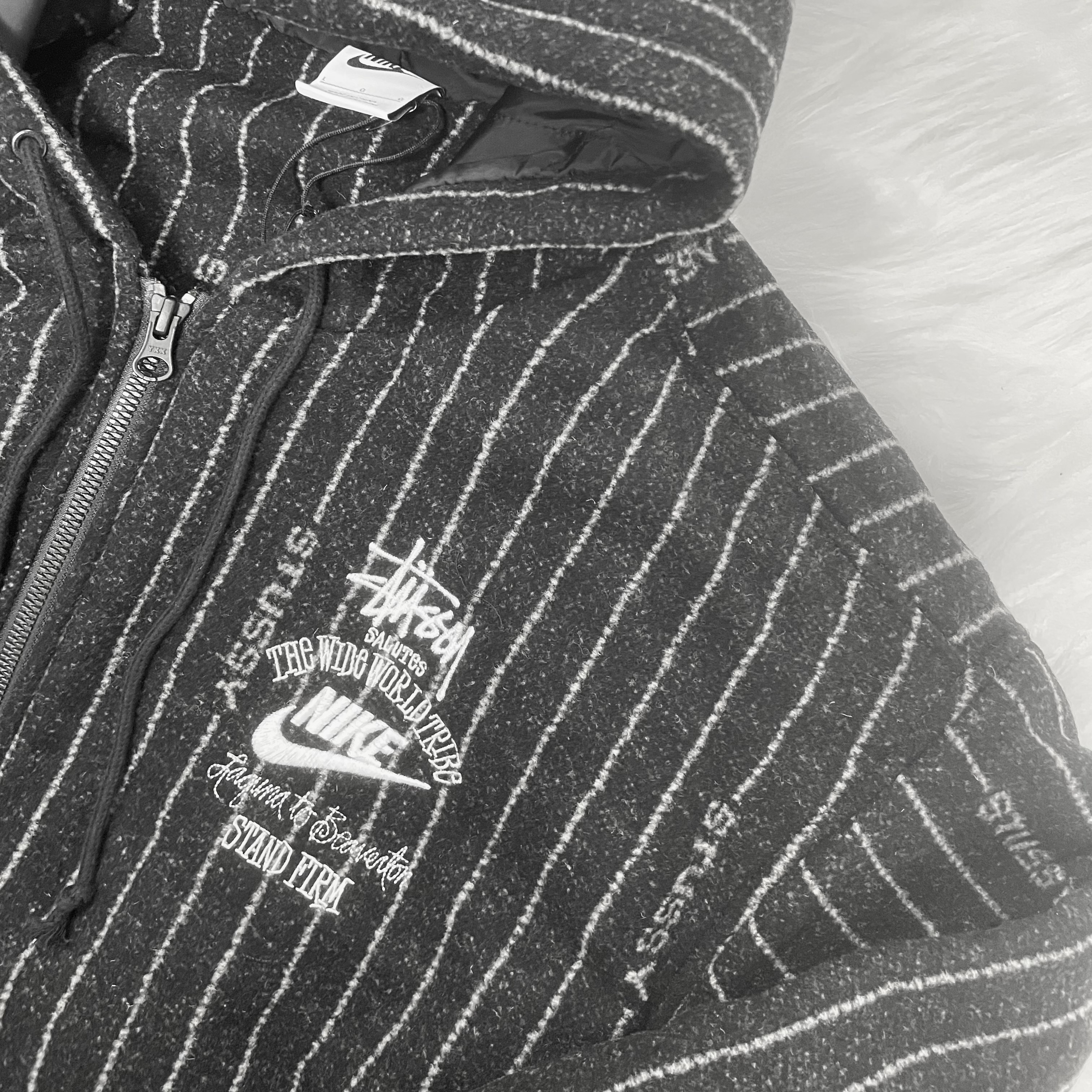 Nike x Stussy NRG Striped Wool Jacket Black (DR4023-010) 착용 스타일