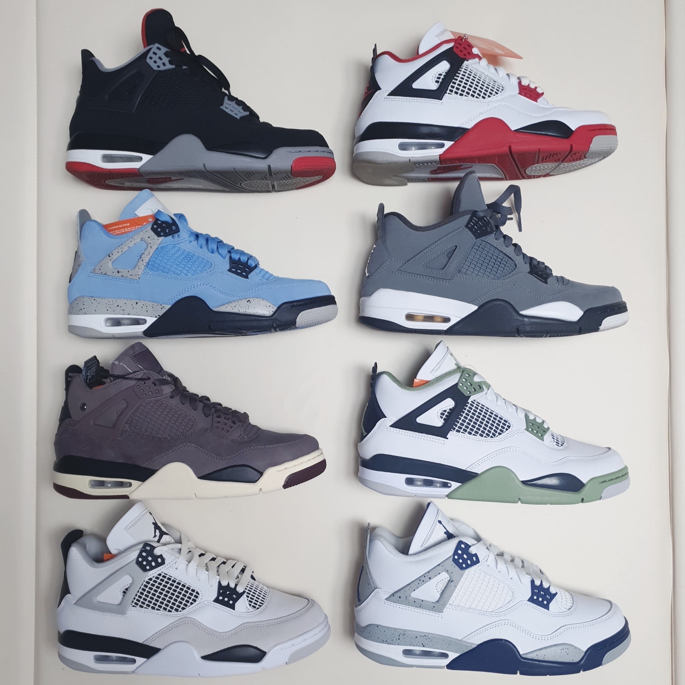 Jordan 4 x A Ma Maniere Retro Violet Ore, (W) Jordan 4 Retro Oil Green 착용 스타일