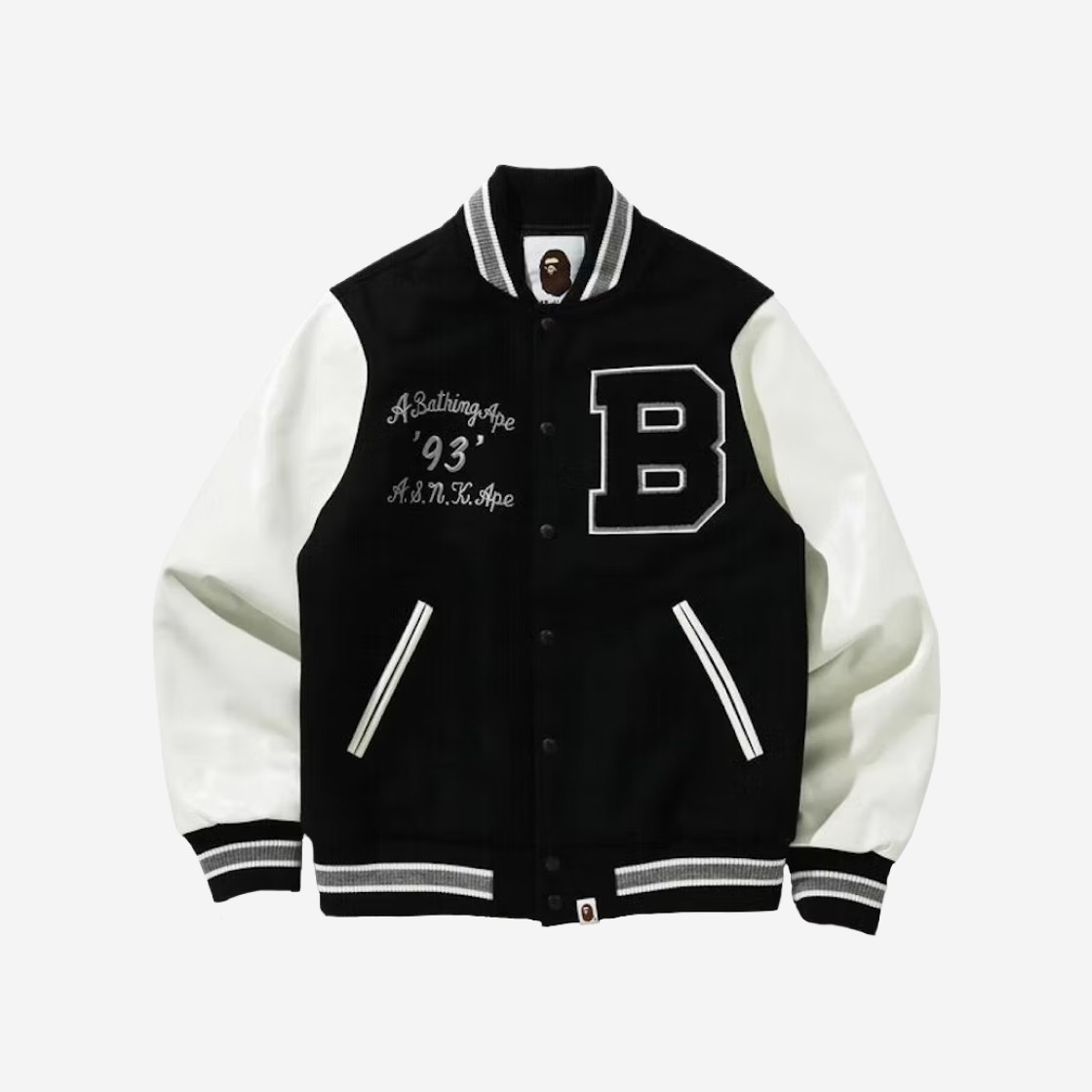 BAPE Varsity Jacket Black 상세 이미지 1