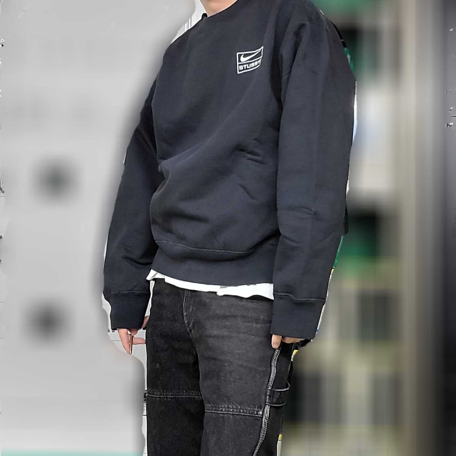 Nike x Stussy NRG Washed Fleece Crewneck Black (DO5310-010) 착용 스타일