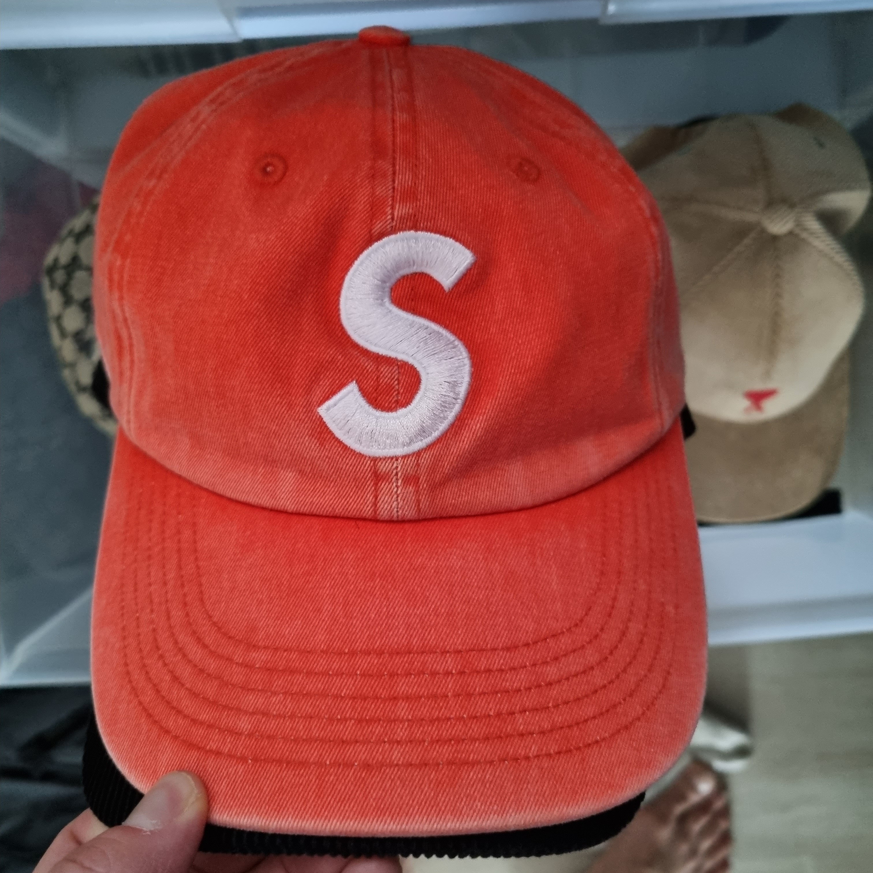 Supreme Pigment Print S Logo 6-Panel Orange - 22FW 착용 스타일