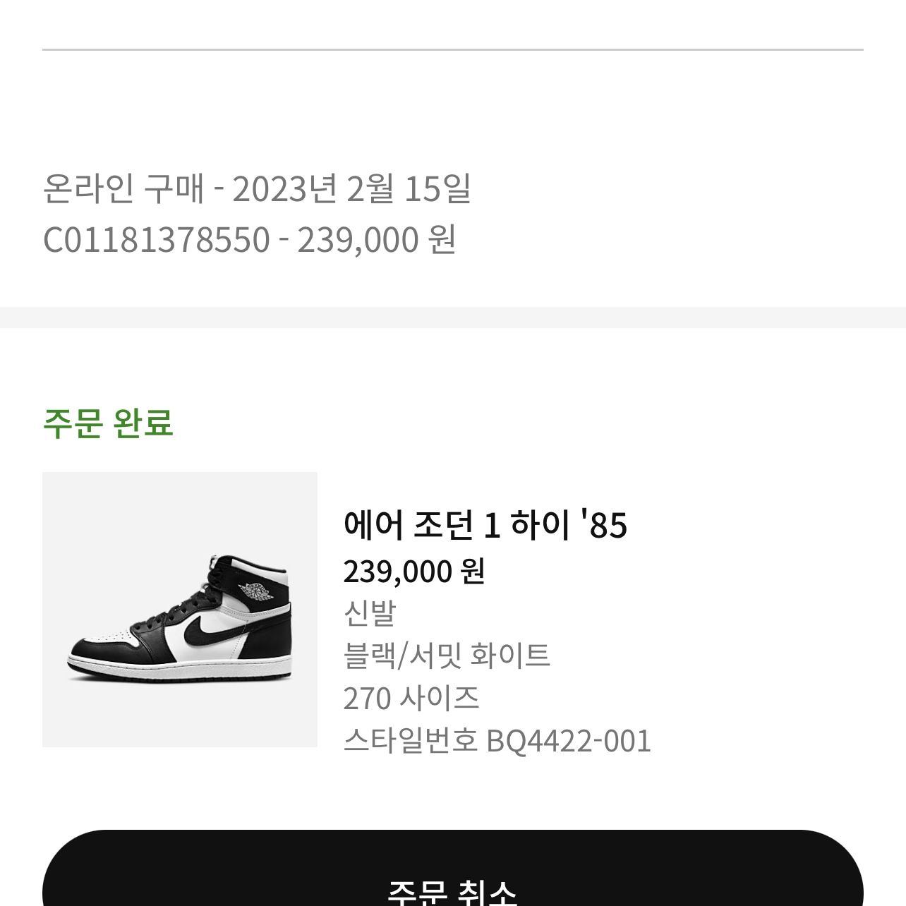 Jordan 1 High 85 Black White 착용 스타일