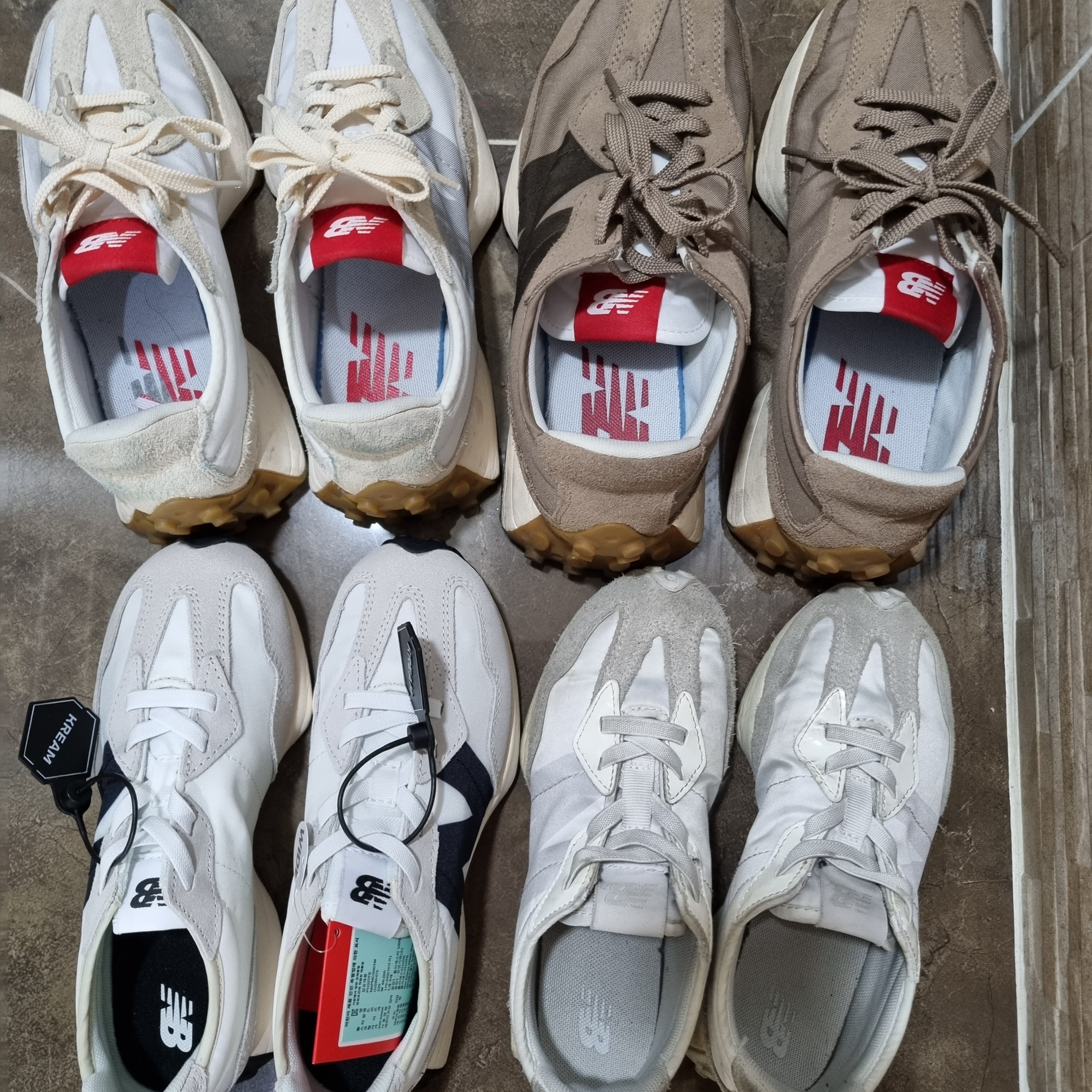 (PS) New Balance 327 White Black, New Balance 327 White Silver Gum 착용 스타일