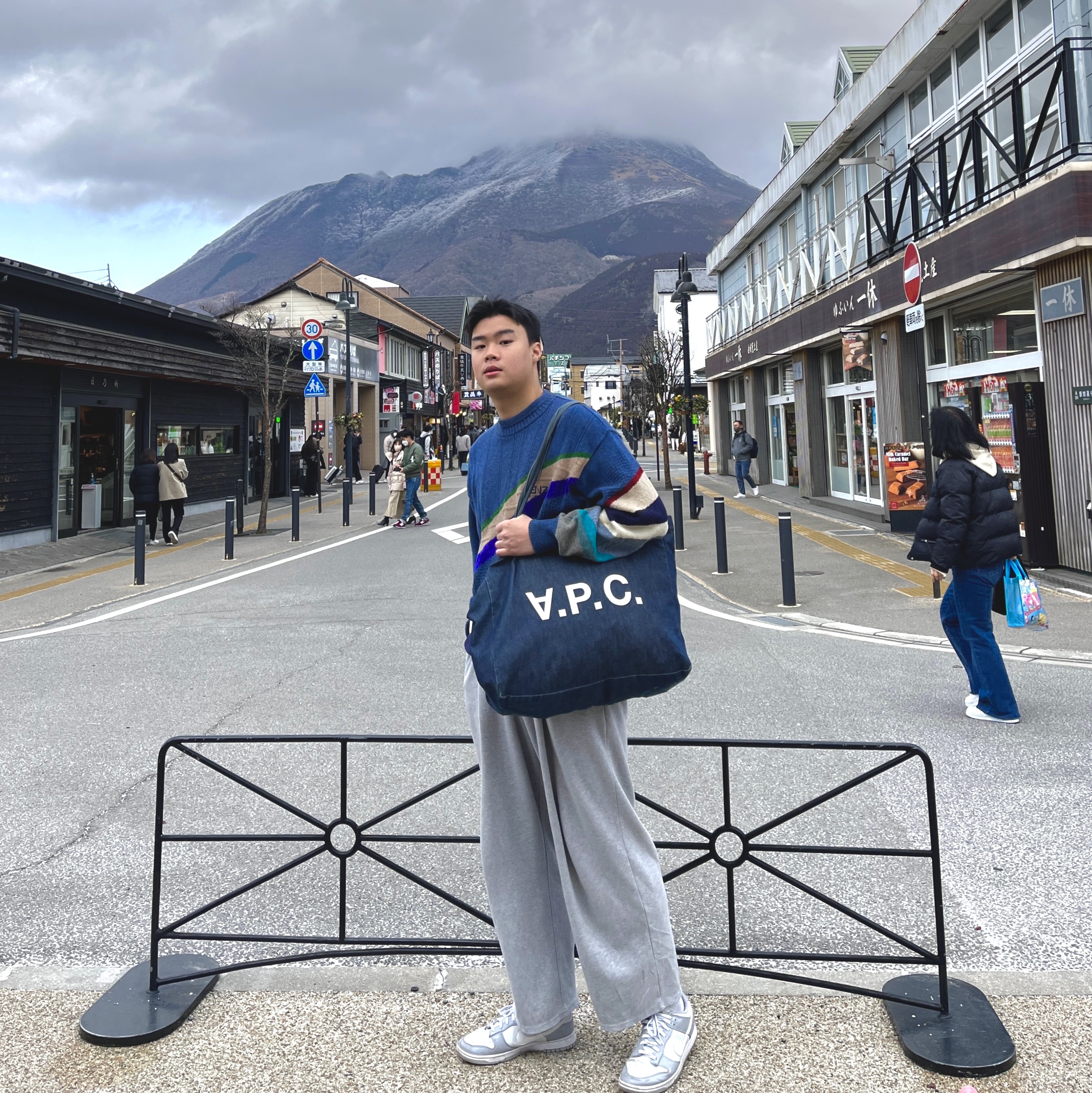 A.P.C. Daniela Shopping Bag Indigo, Nike Dunk Low Retro Wolf Grey 착용 스타일