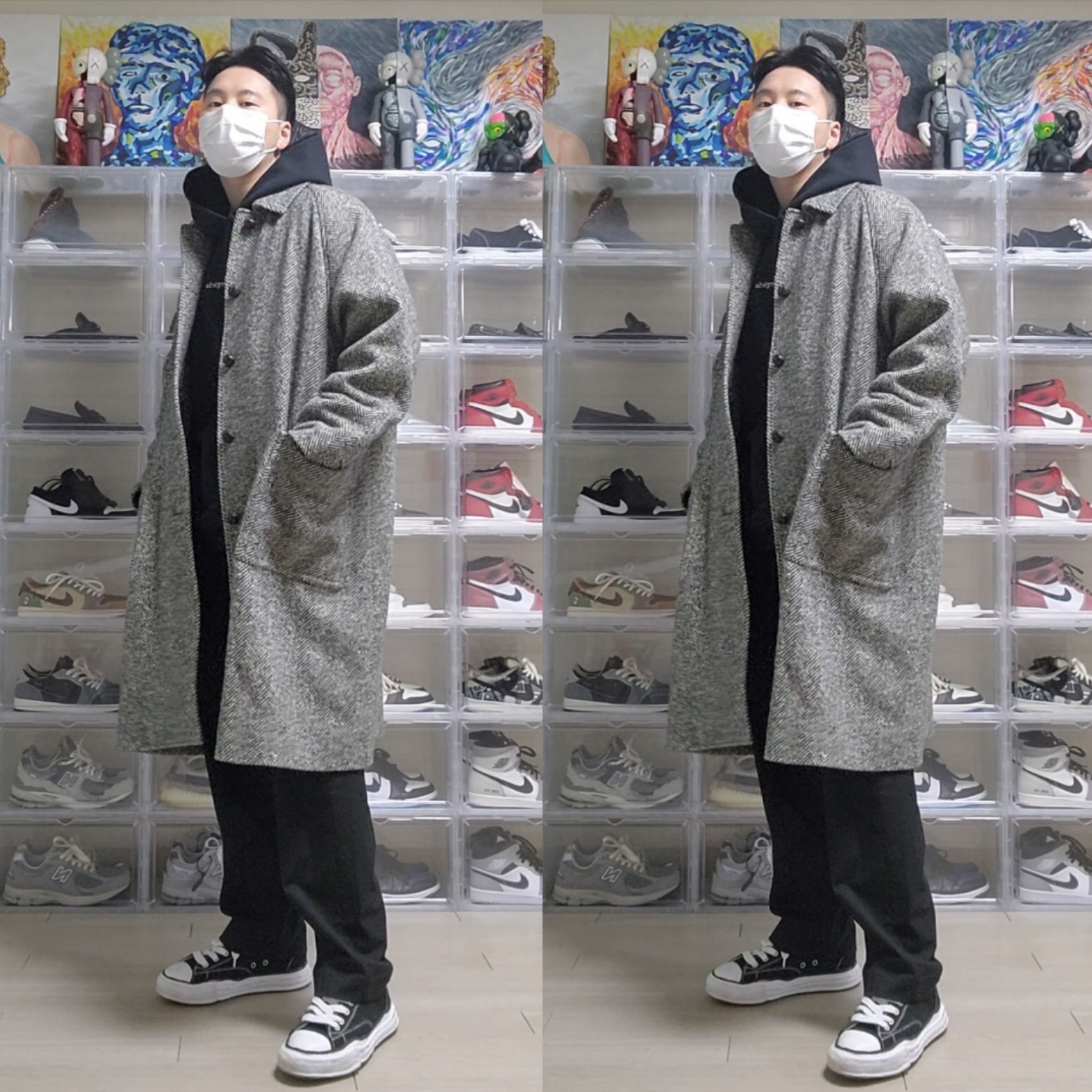 Maison Mihara Yasuhiro Peterson OG Sole Canvas Low Sneakers Black 착용 스타일