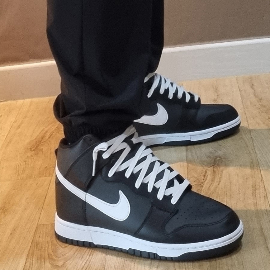 Nike Dunk High Retro Anthracite White Black 착용 스타일